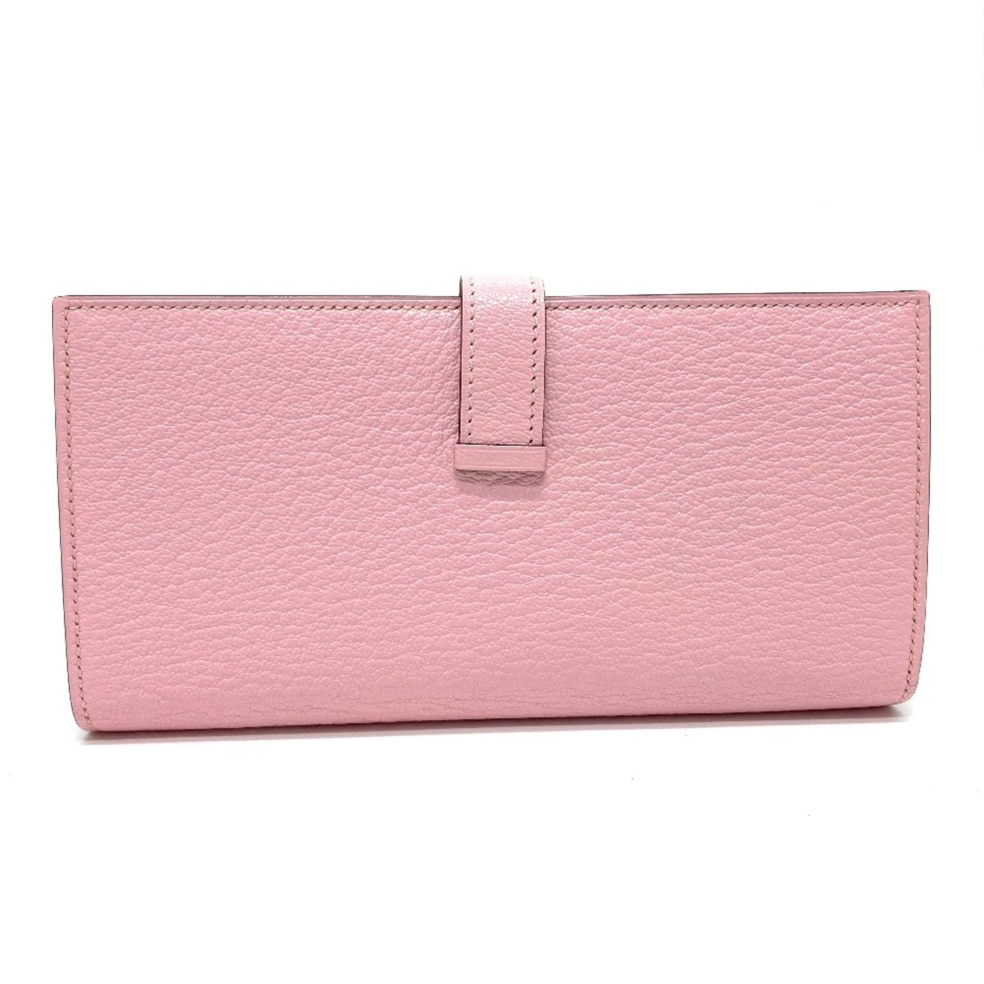 Hermes Pink Leather Long Wallet (Bi-Fold) (Pre-Owned)
