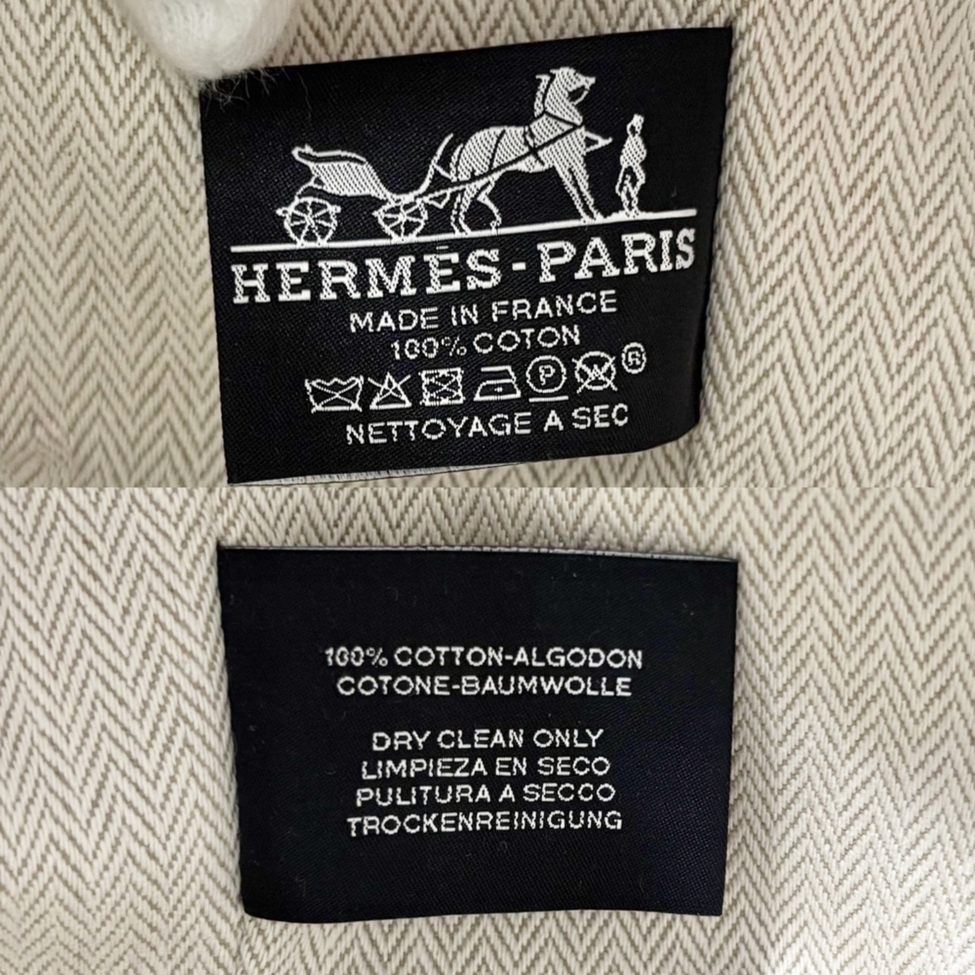 Hermes Beige White Toile H Handbag (Pre-Owned)