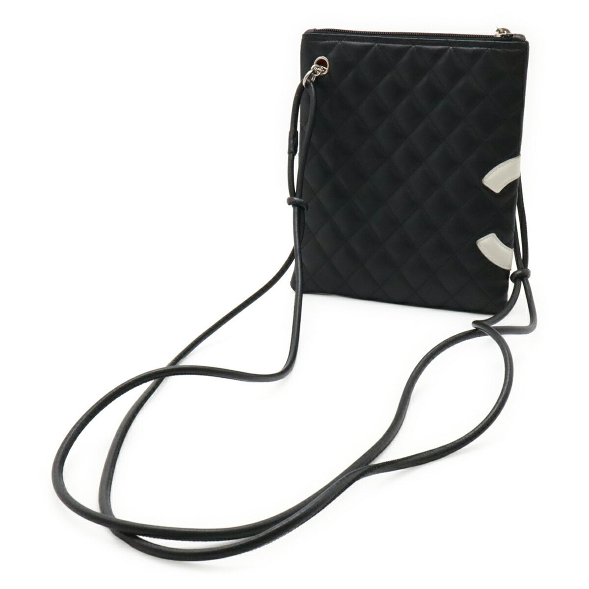 Chanel Black White Leather Shoulder Bag (Pre-Owned)