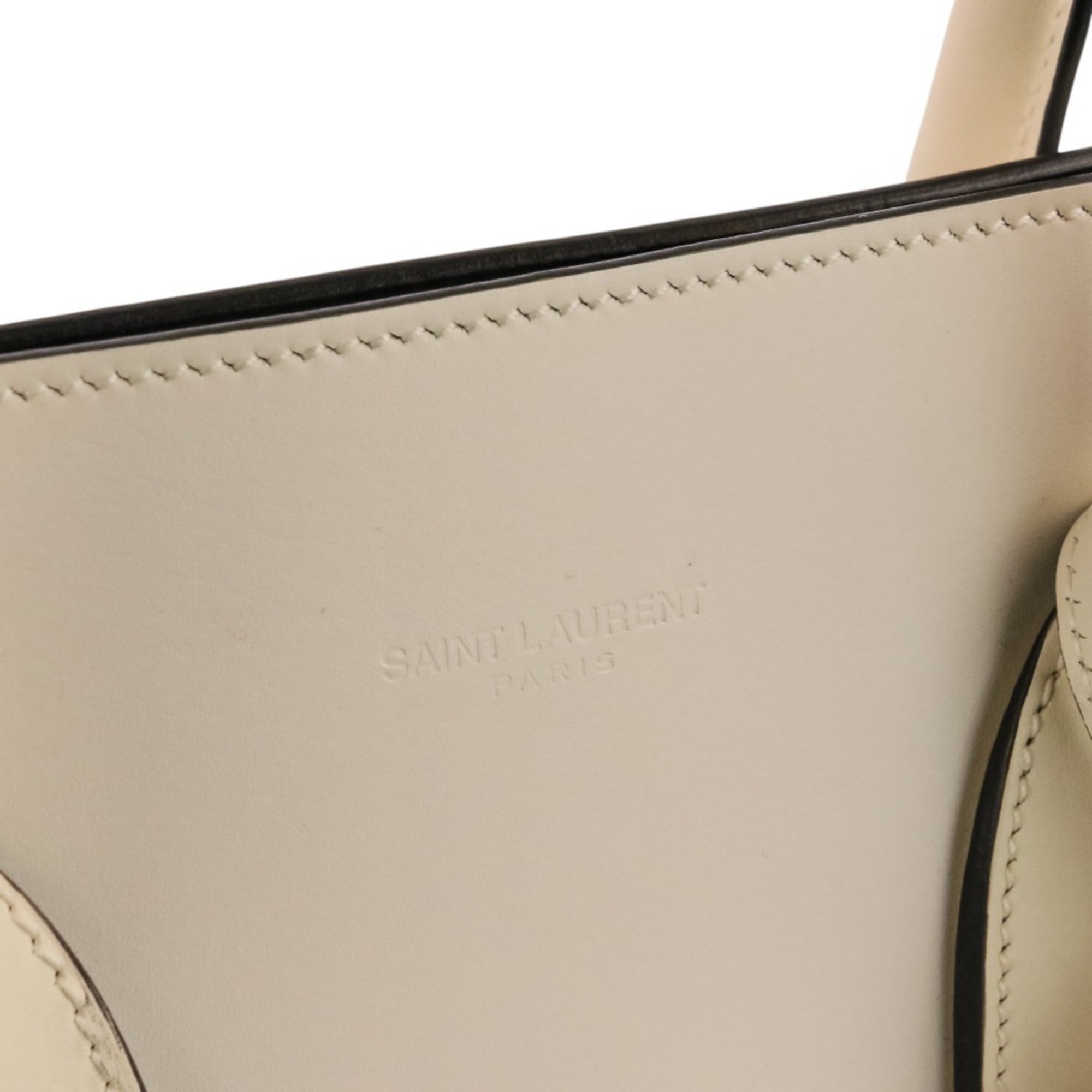 Yves Saint Laurent Ivory Leather Tote Bag (Pre-Owned)