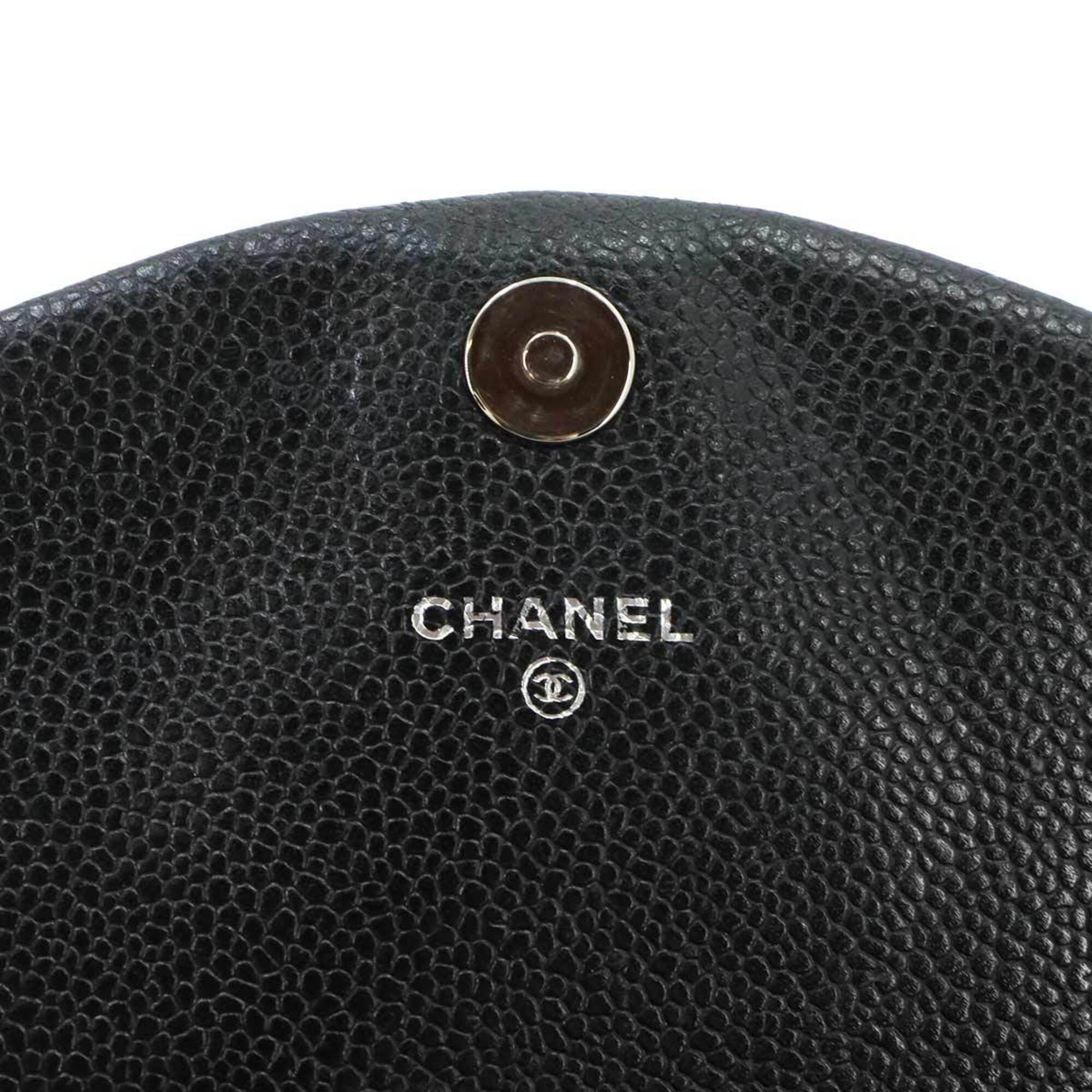 Chanel Black Grained Calfskin Chain/Shoulder Wallet (Pre-Owned)