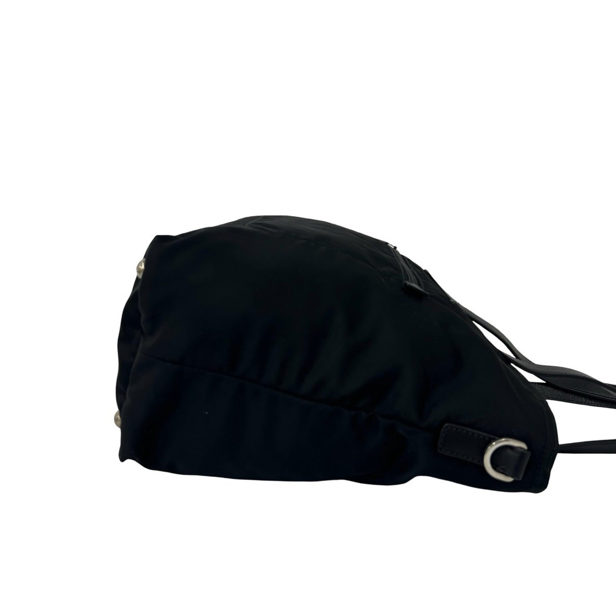 Prada Black Nylon Leather Shoulder Bag Tote Bag (Pre-Owned)