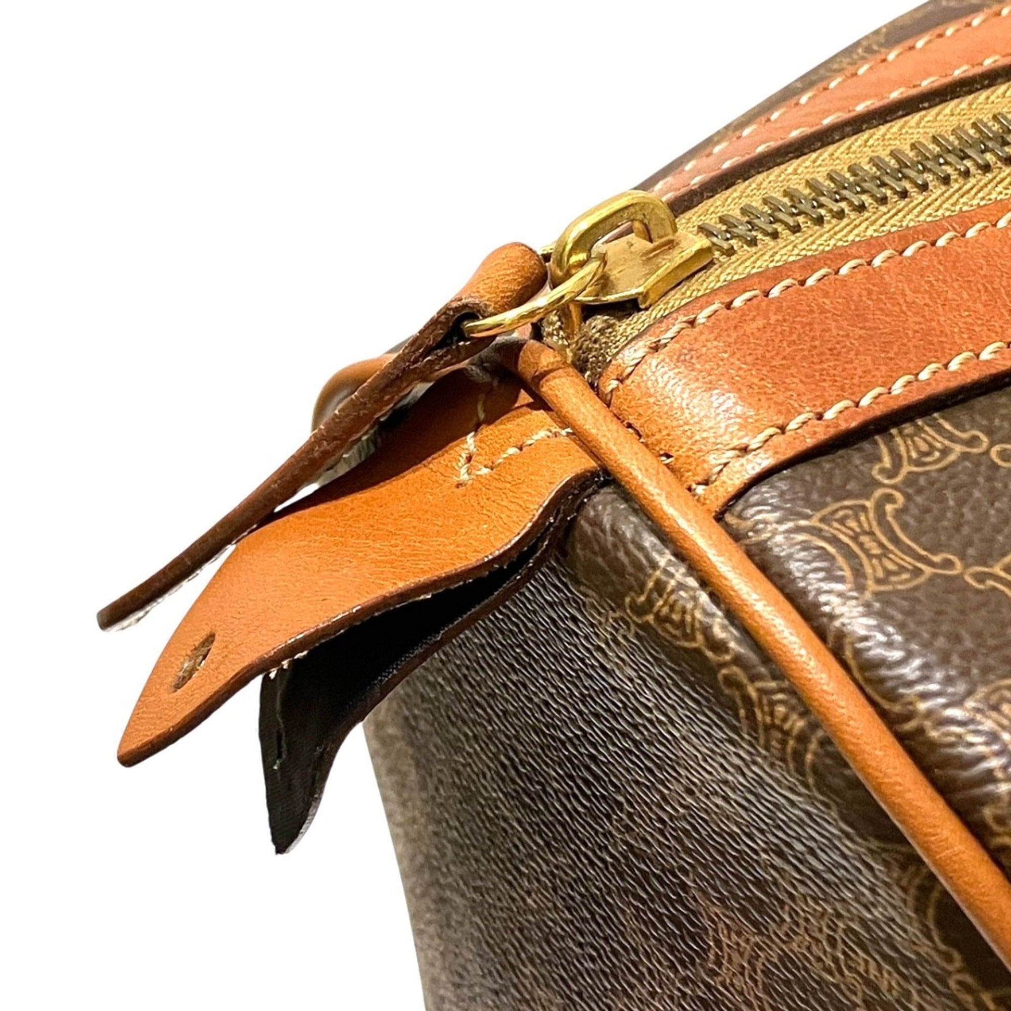 Celine Macadam Brown Leather Boston Bag (Pre-Owned)