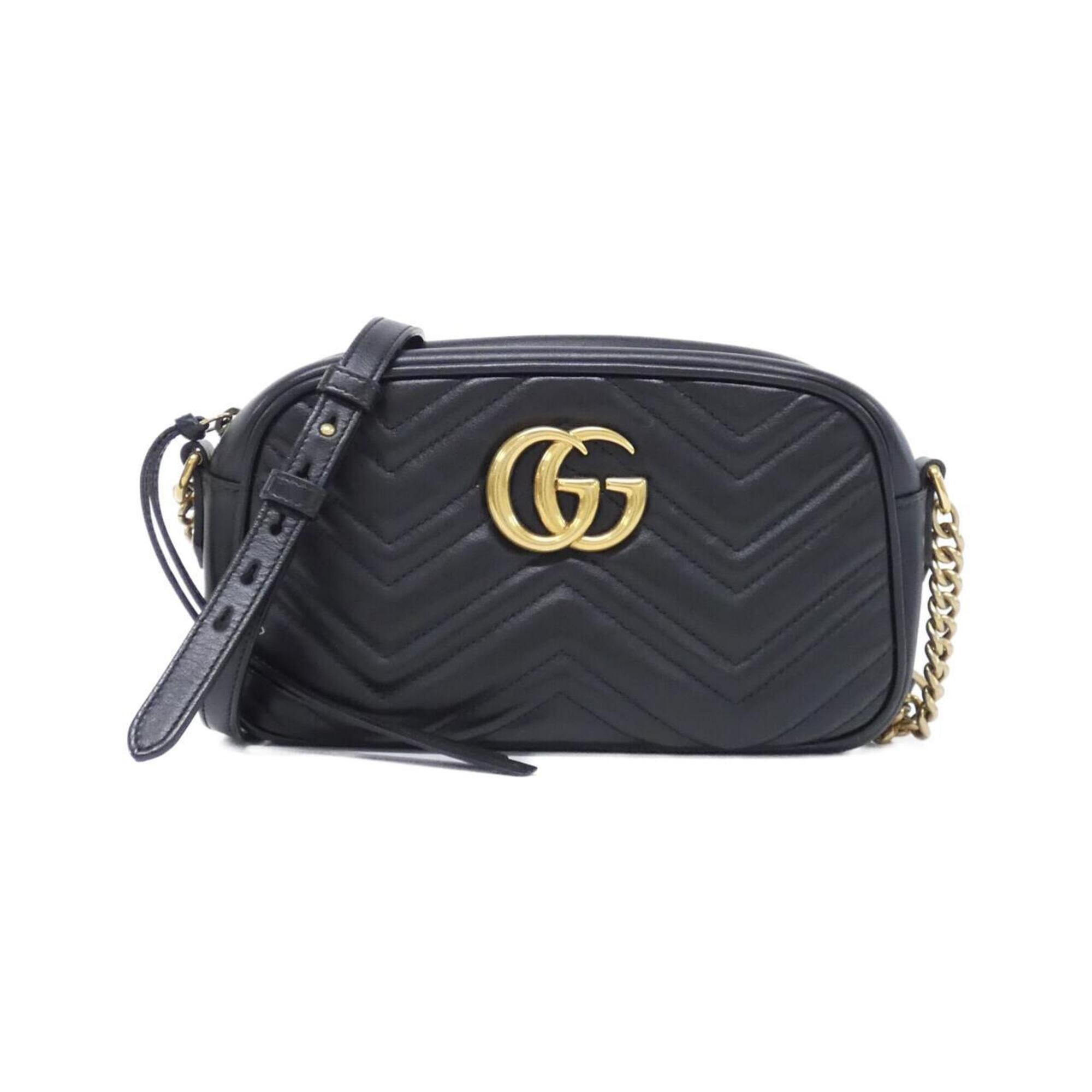 Gucci Gg Marmont Black Leather Shoulder Bag (Pre-Owned)