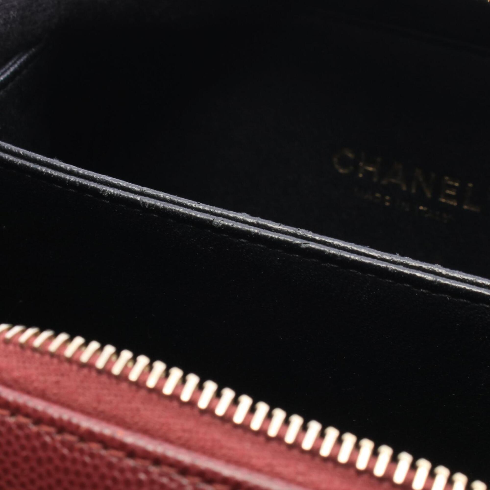 Chanel Black Bordeaux Grained Calfskin Shoulder Bag Vanity Bag (Pre-Owned)
