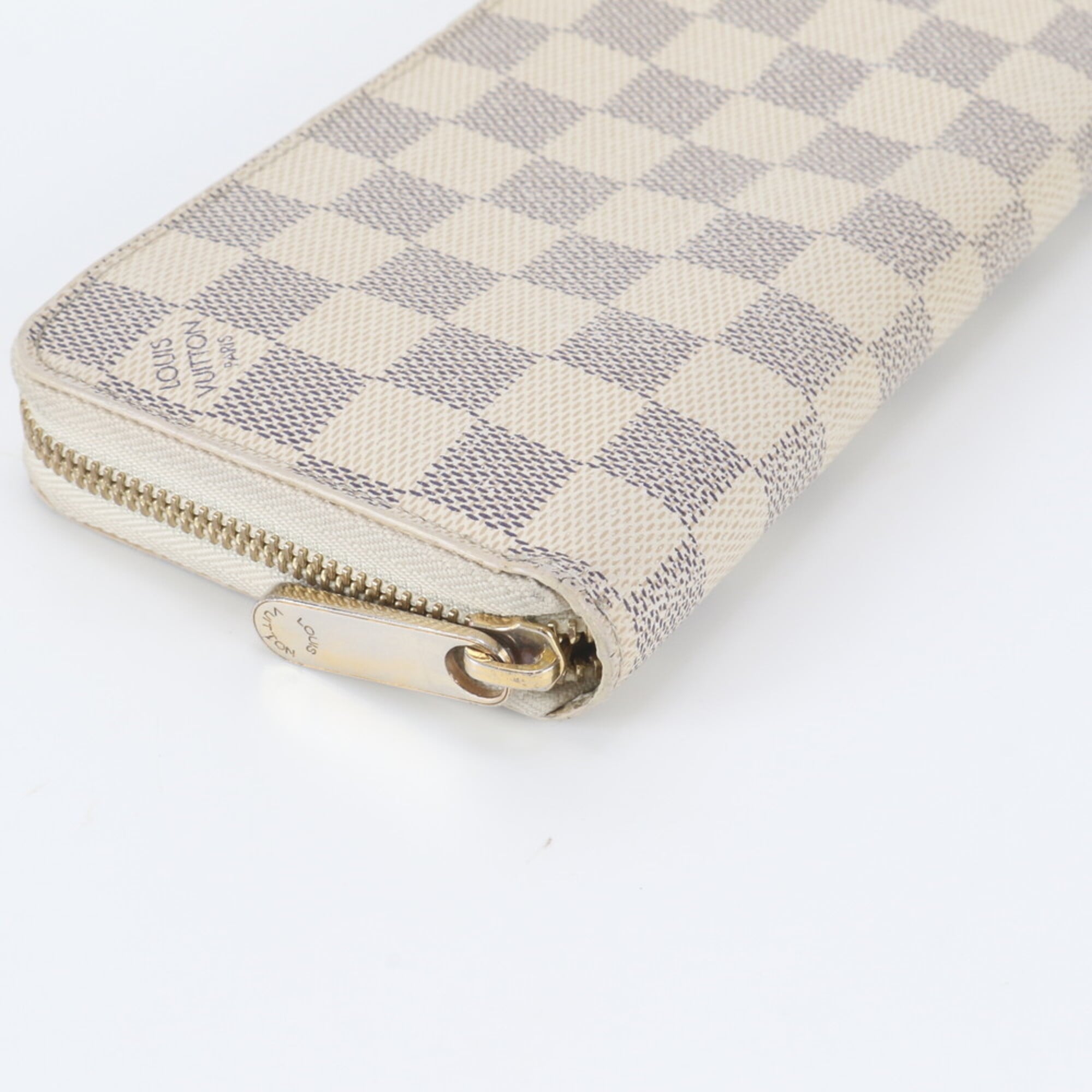 Louis Vuitton White Leather Coated Canvas Long Wallet (Bi-Fold) (Pre-Owned)
