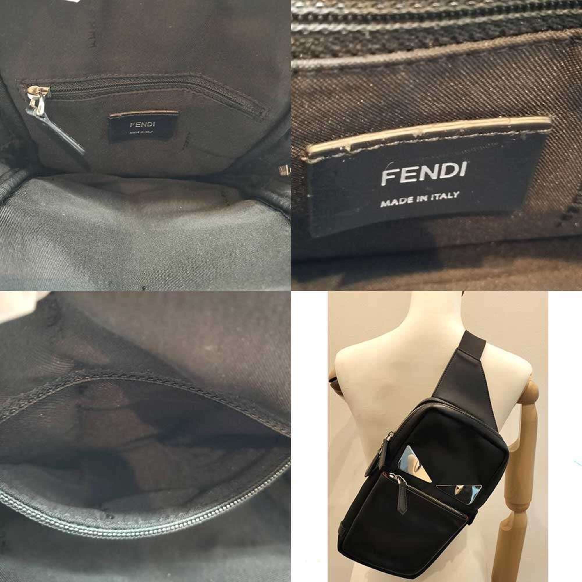 Fendi Black Nylon Leather Sling Bag (Pre-Owned)
