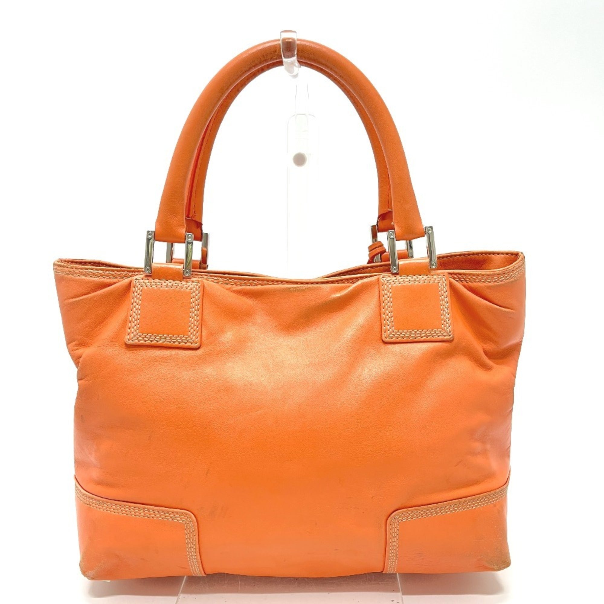 Loewe Amazona Orange Leather Handbag Tote Bag (Pre-Owned)