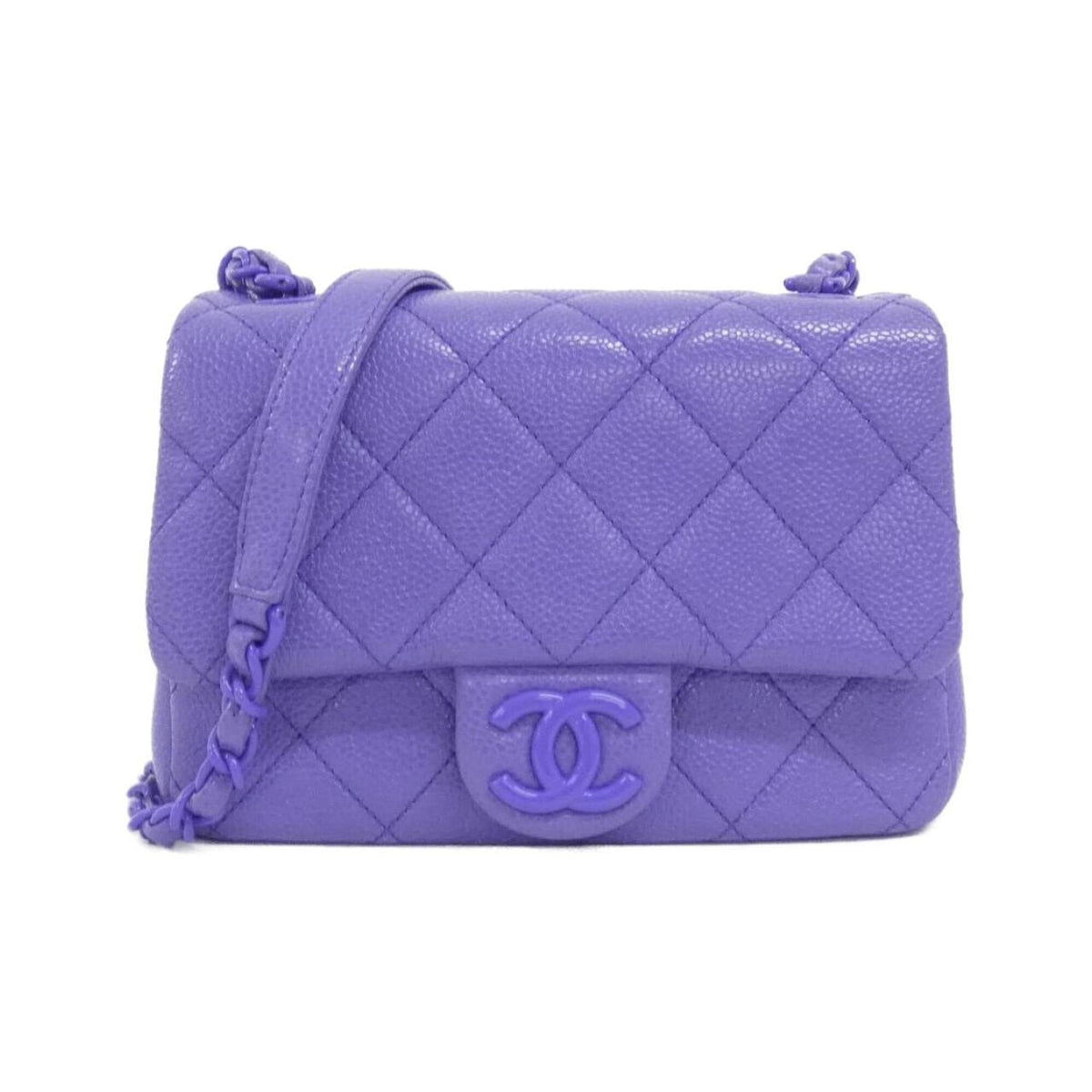 Chanel Purple Grained Calfskin Shoulder Bag (Pre-Owned)
