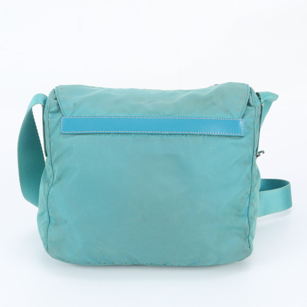 Prada Green Leather Nylon Handbag Shoulder Bag Tote Bag (Pre-Owned)