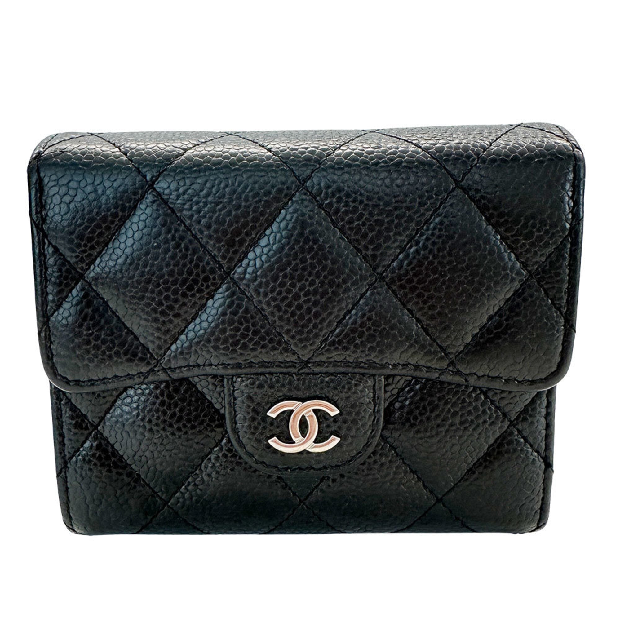 Chanel Black Grained Calfskin Wallet (Bi-Fold) (Pre-Owned)