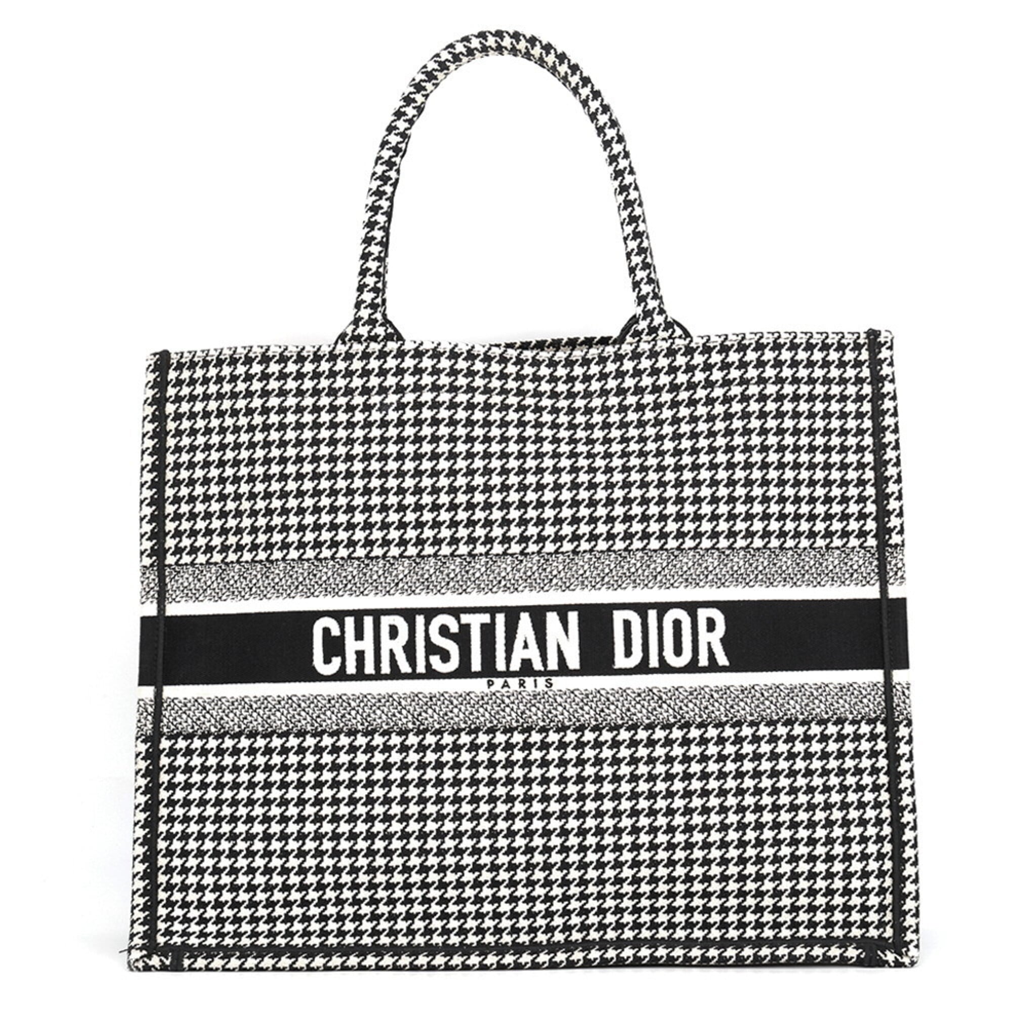 Christian Dior Black White Canvas Handbag Tote Bag (Pre-Owned)