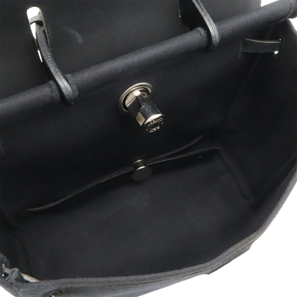 Hermes Black Toile Officier Leather Backpack Handbag (Pre-Owned)