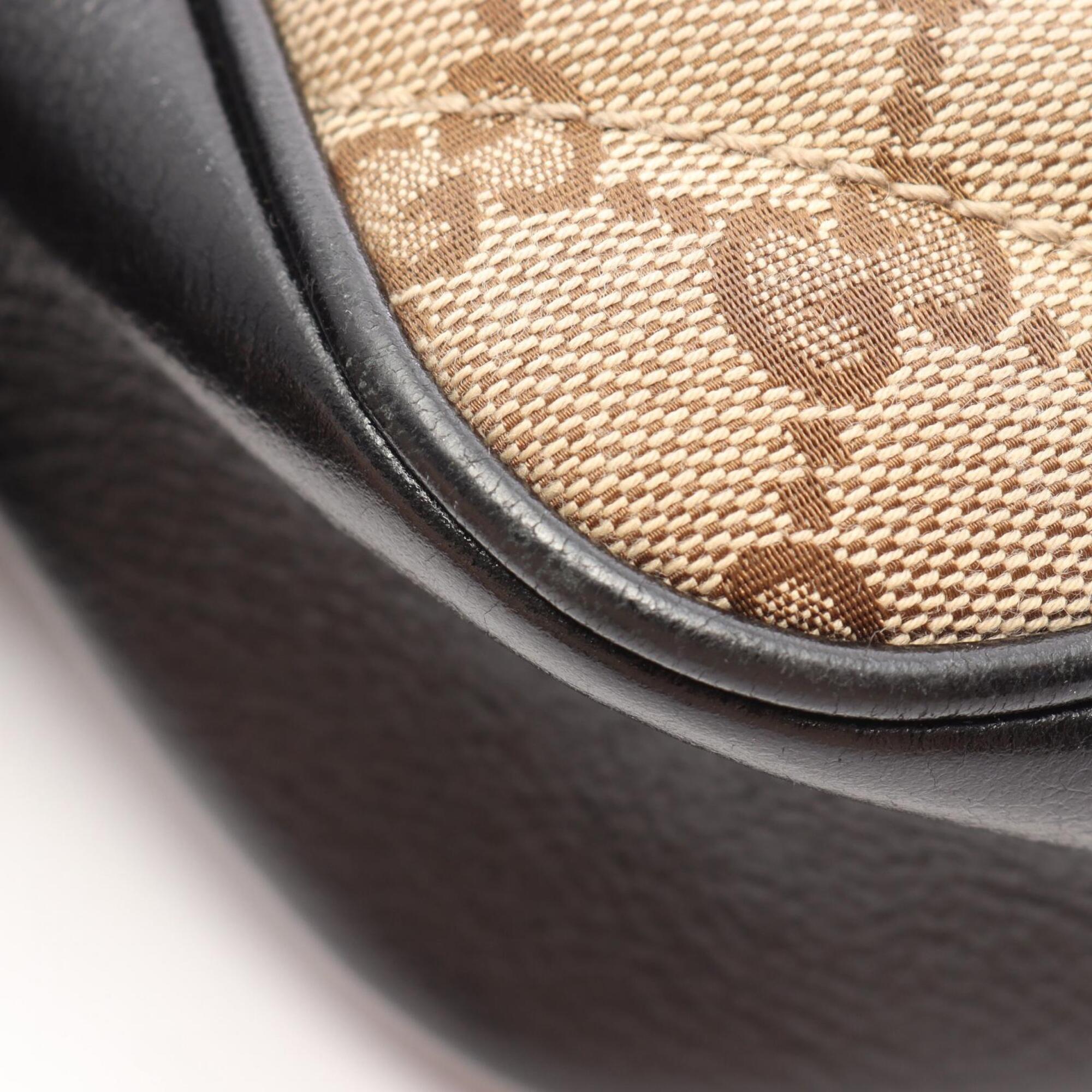 Gucci Gg Marmont Beige Black Brown Canvas Leather Handbag Shoulder Bag (Pre-Owned)