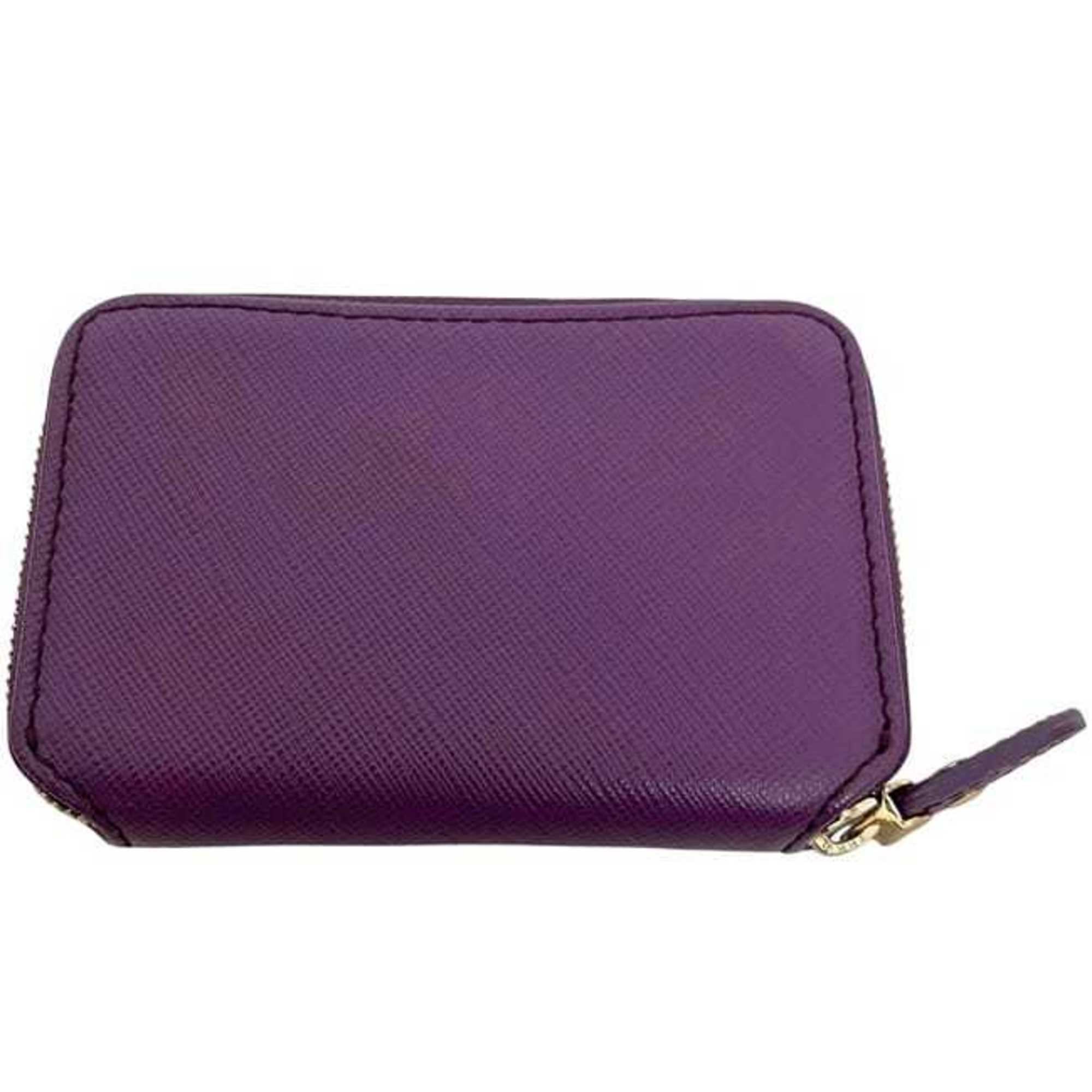 Salvatore Ferragamo Purple Leather Coin Purse/Coin Case (Pre-Owned)