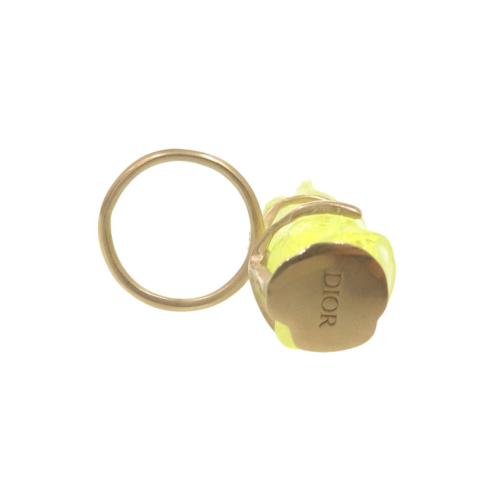 Christian Dior Gold Yellow Metal Plastic Band Ring (Pre-Owned)