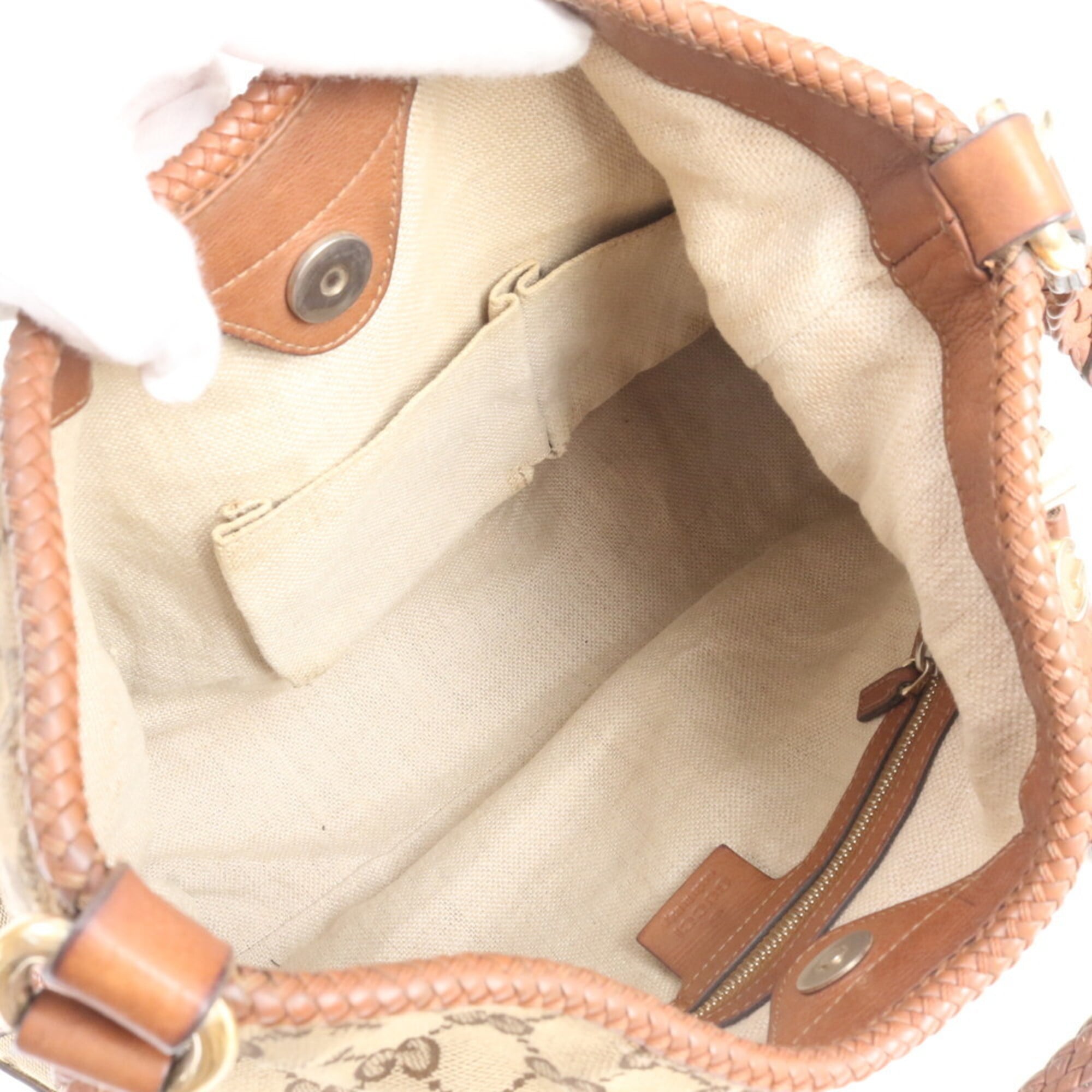 Gucci Beige Gg Canvas Handbag Shoulder Bag Tote Bag (Pre-Owned)
