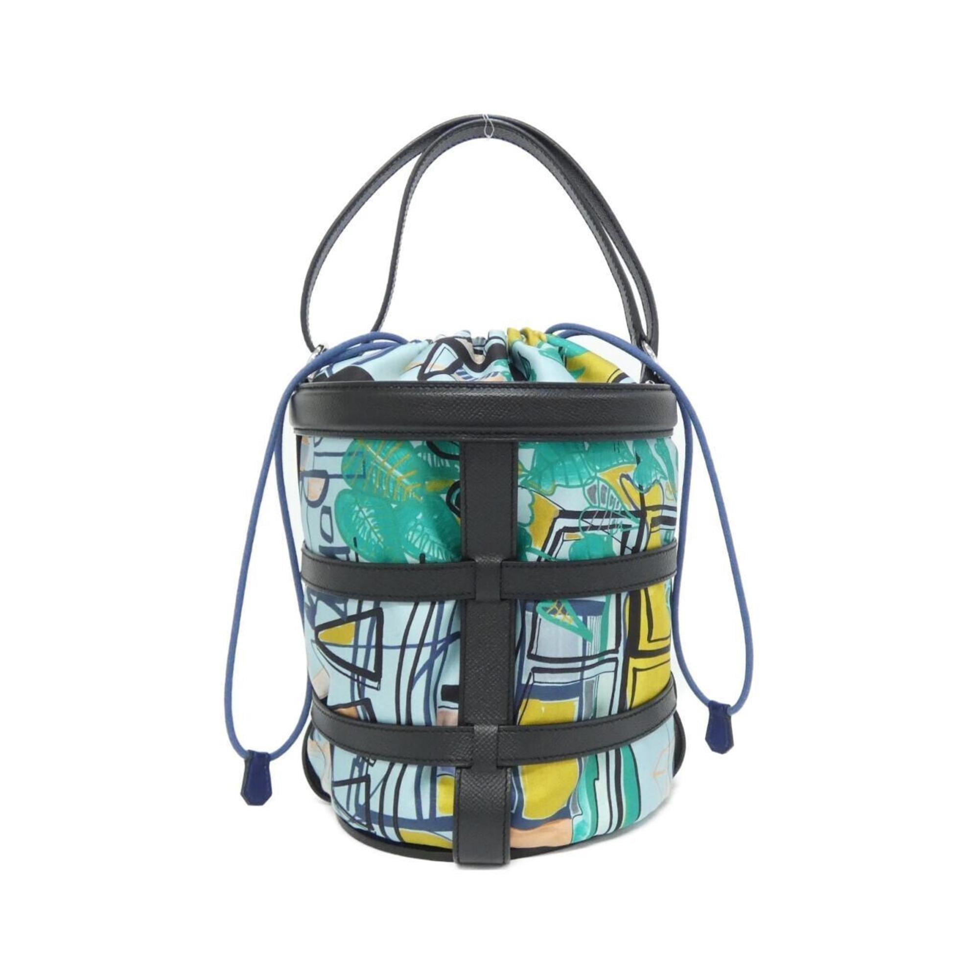 Hermes Black Blue Atoll Multi-Color Epsom Leather Silk Shoulder Bag (Pre-Owned)