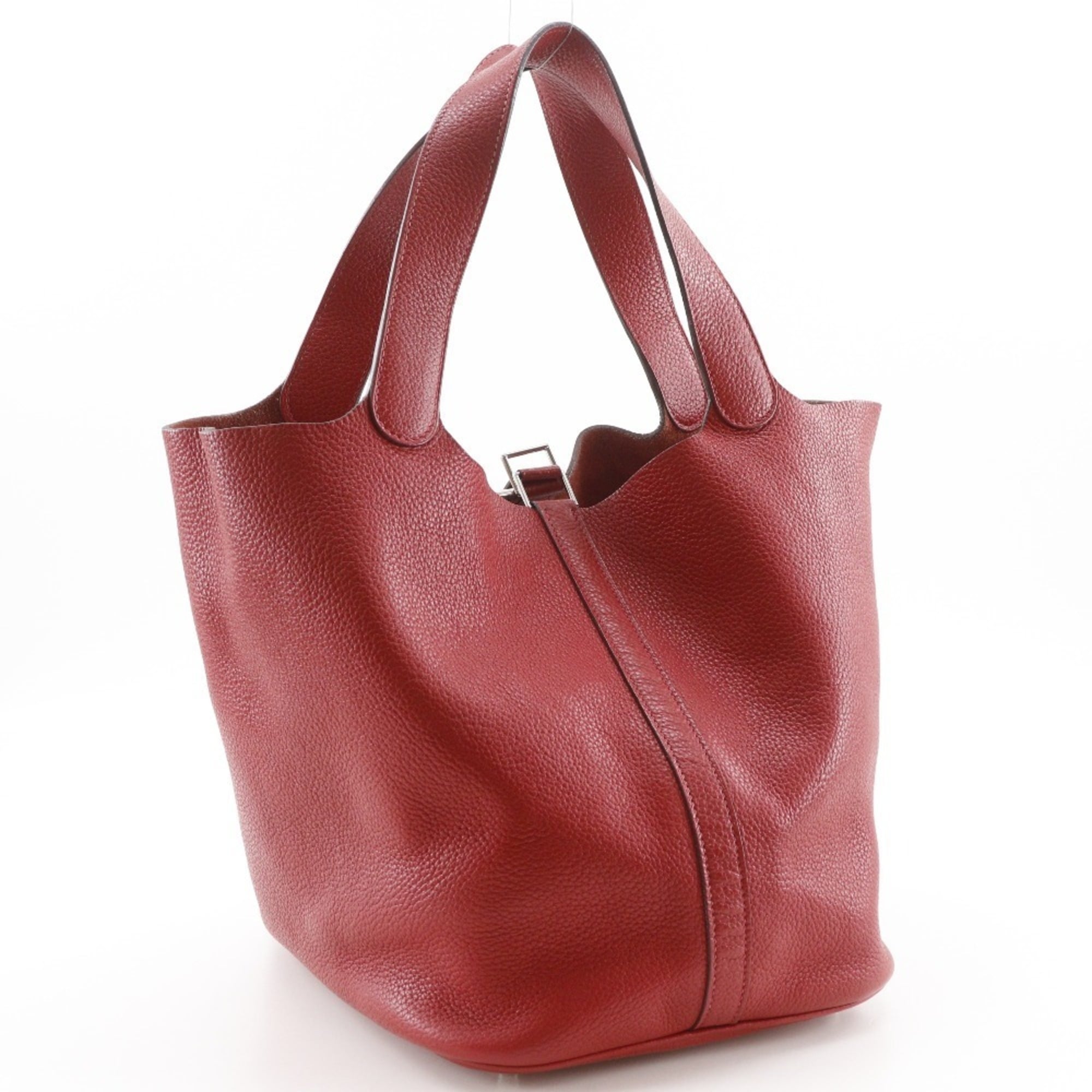 Hermes Red Color Taurillon Clemence Leather Handbag (Pre-Owned)