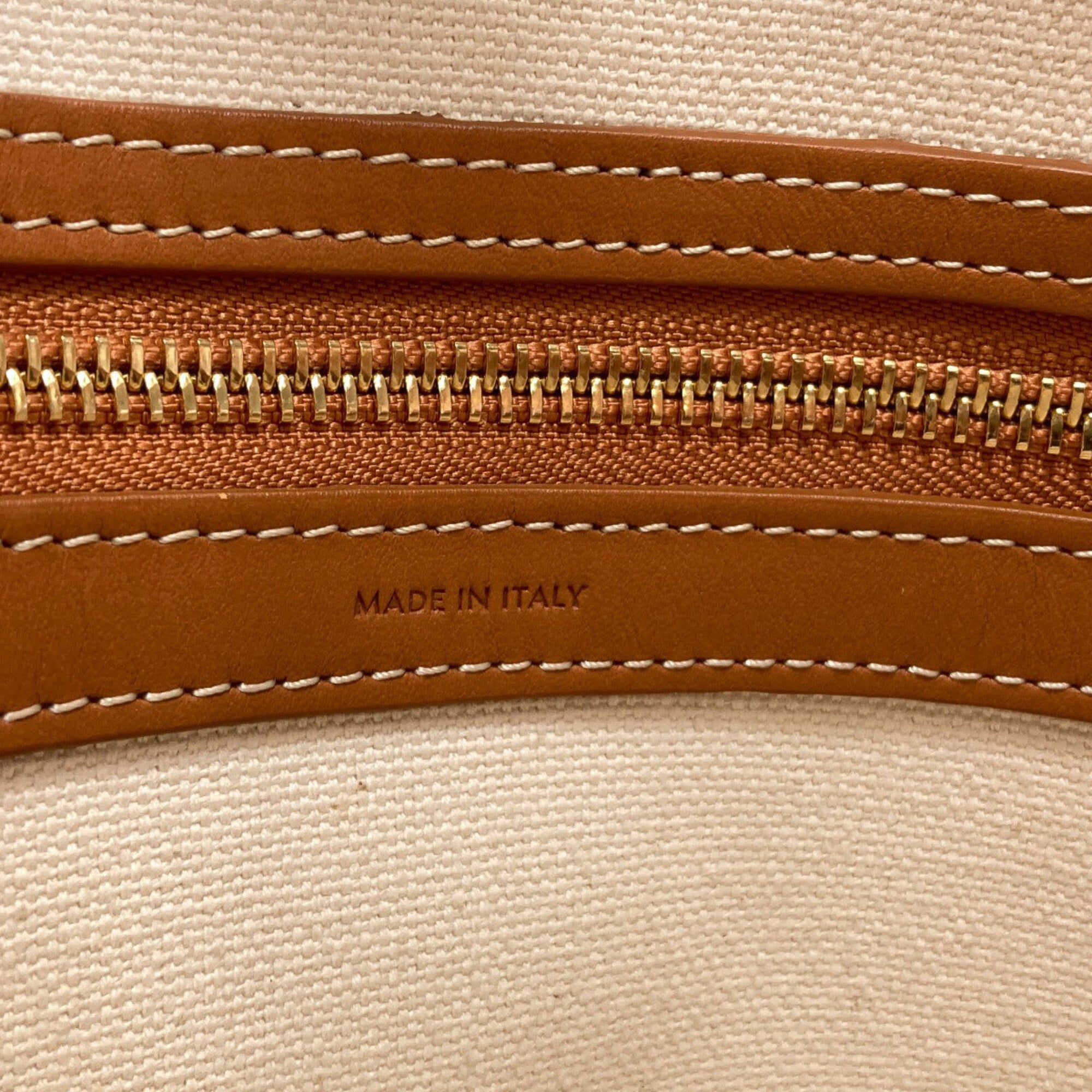 Celine Brown White Canvas Handbag (Pre-Owned)