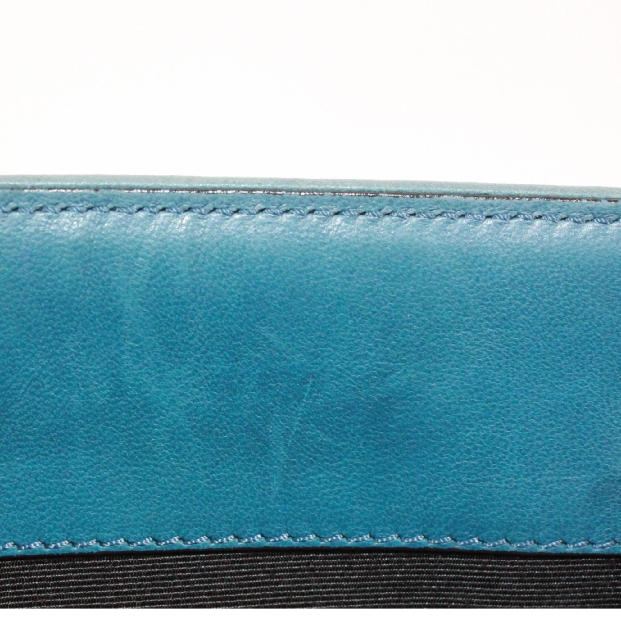 Chanel Blue Canvas Leather Shoulder Bag (Pre-Owned)