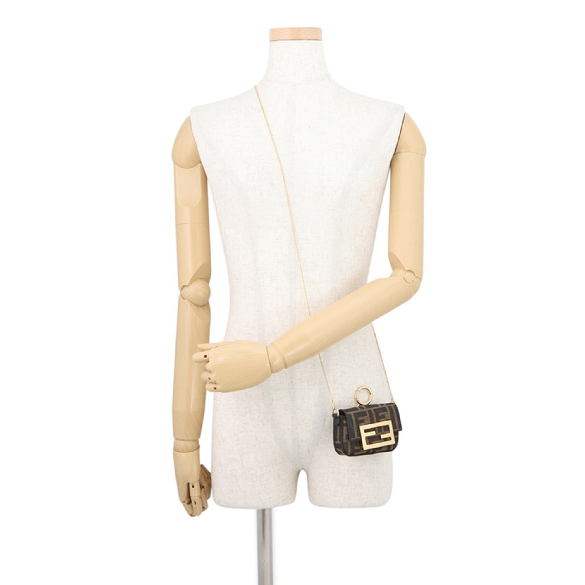 Fendi Baguette Brown Canvas Handbag Pochette Pouch Shoulder Bag (Pre-Owned)