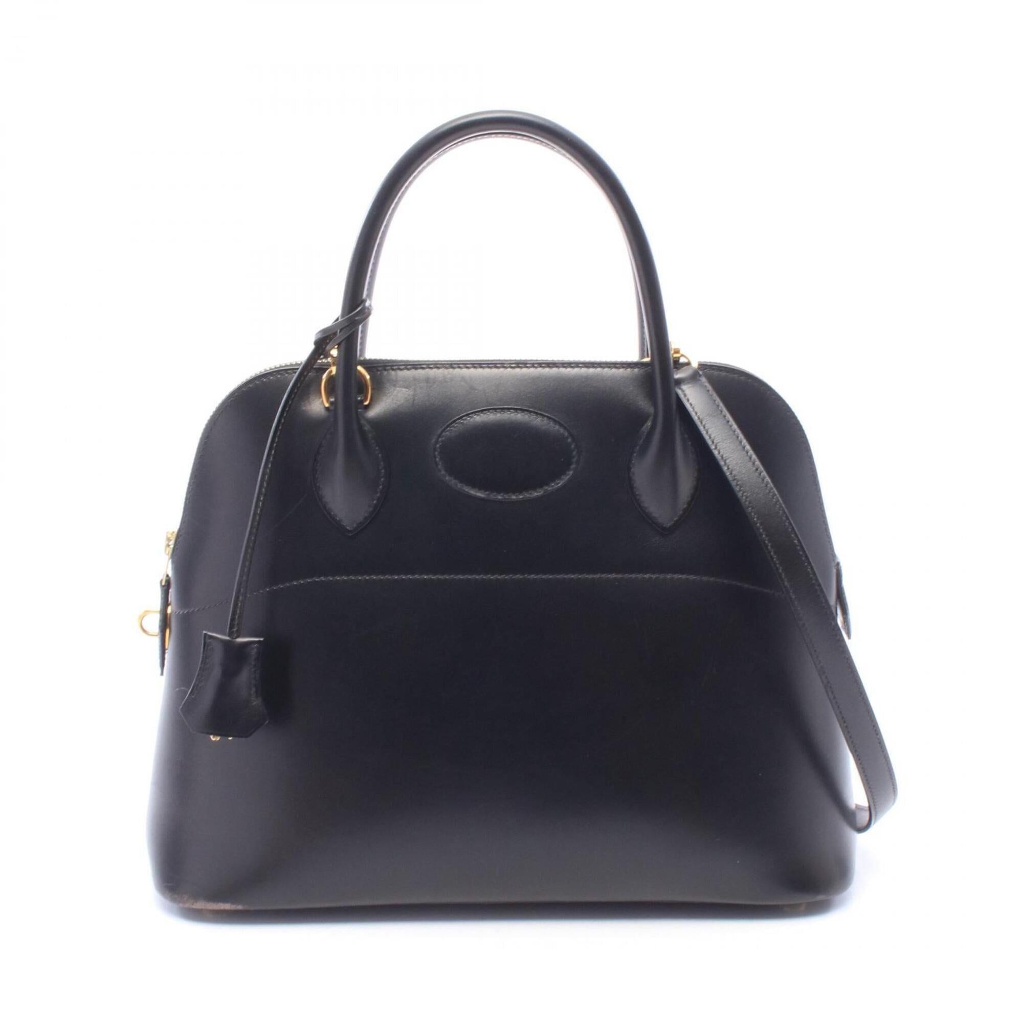 Hermes Black Box Calf Leather Leather Handbag (Pre-Owned)