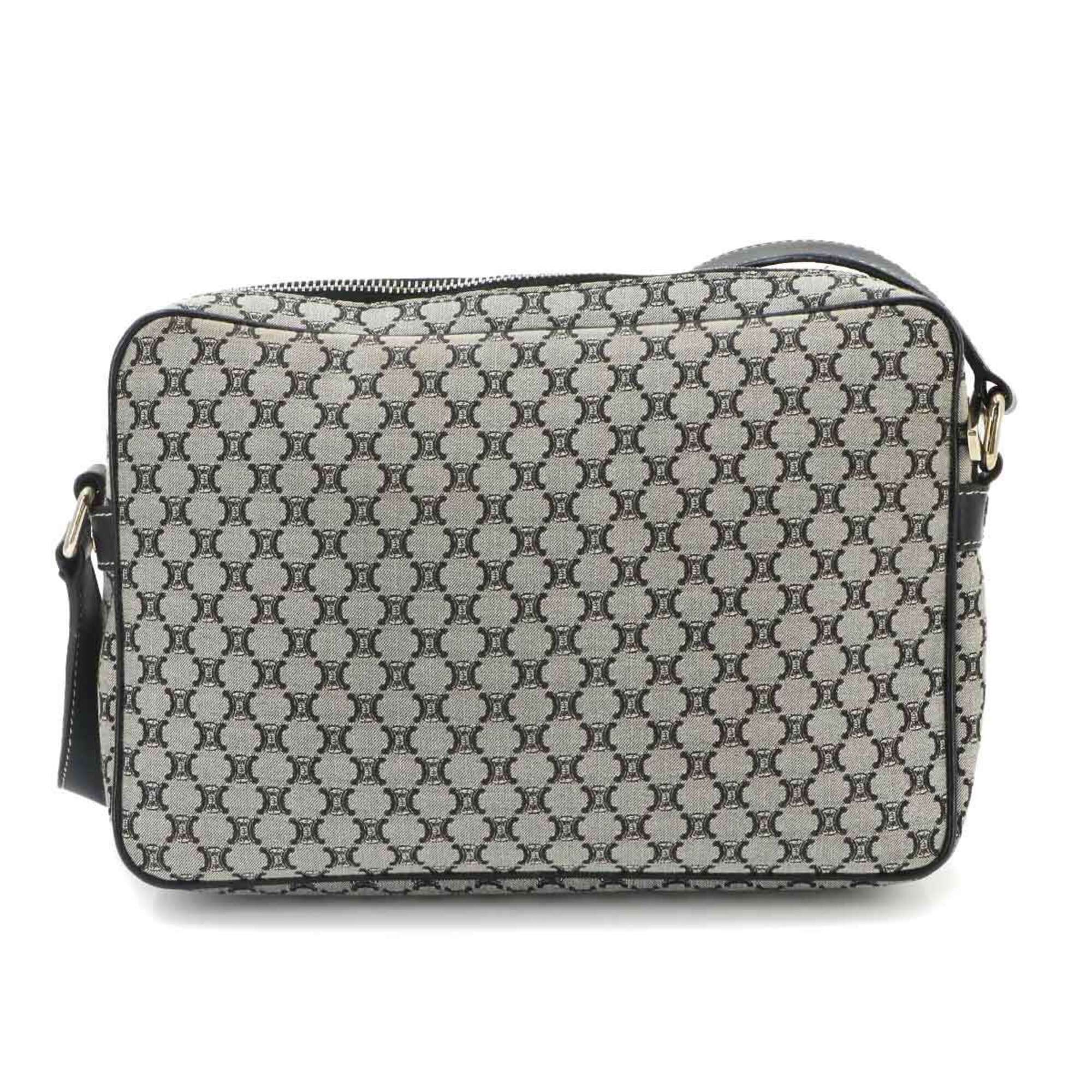Celine Black Gray Canvas Leather Handbag Shoulder Bag (Pre-Owned)
