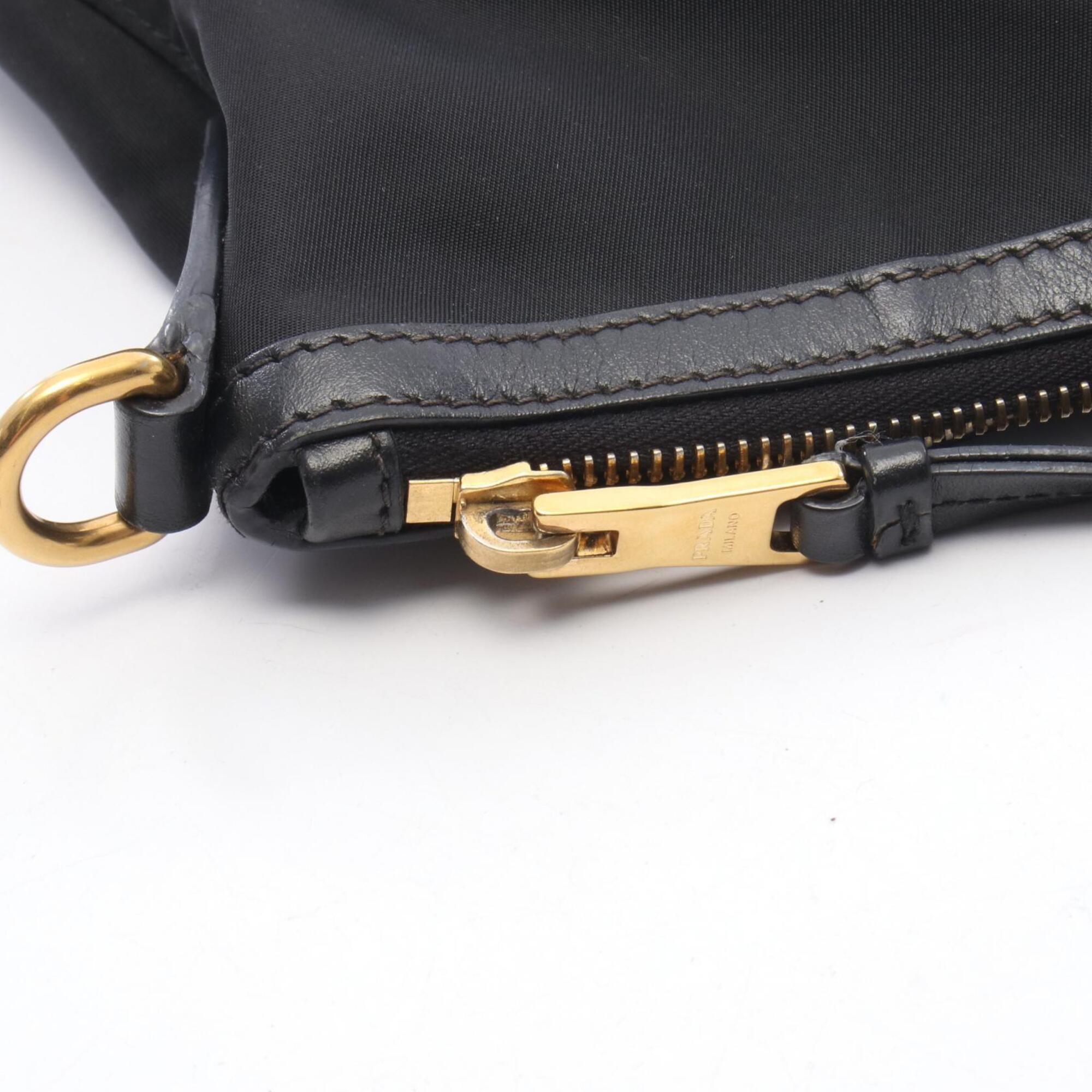 Prada Black Nylon Leather Handbag Tote Bag (Pre-Owned)