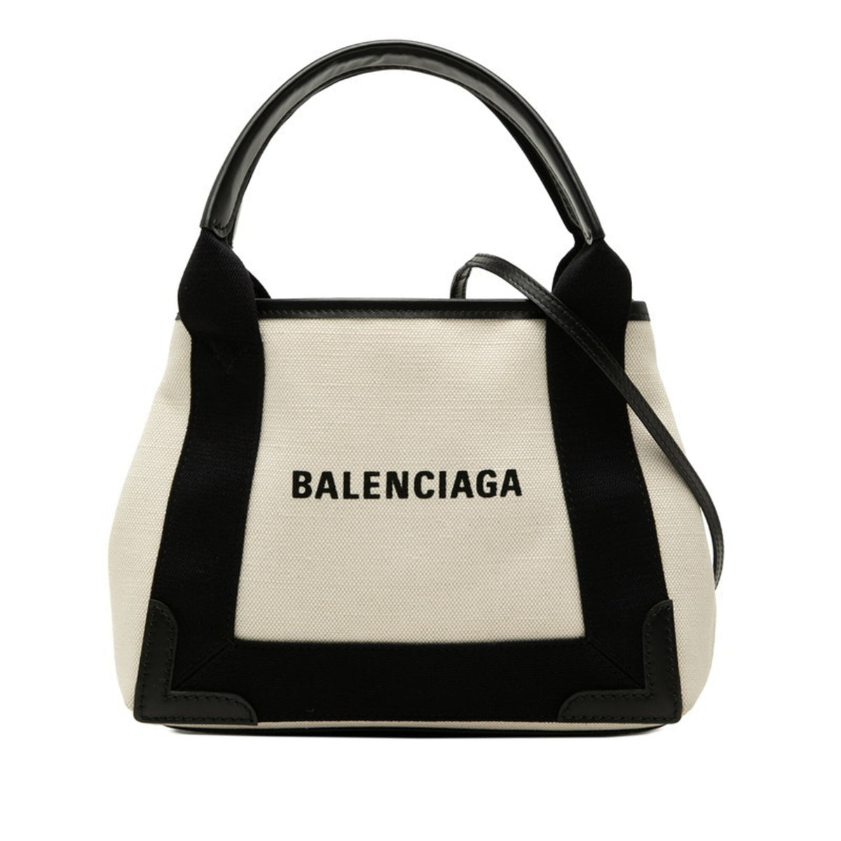 Balenciaga Black White Canvas Leather Handbag Shoulder Bag (Pre-Owned)