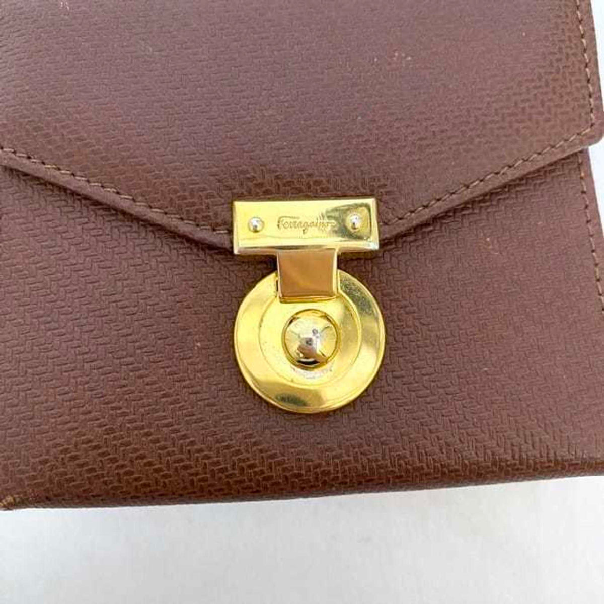 Salvatore Ferragamo Brown Leather Coin Purse/Coin Case (Pre-Owned)