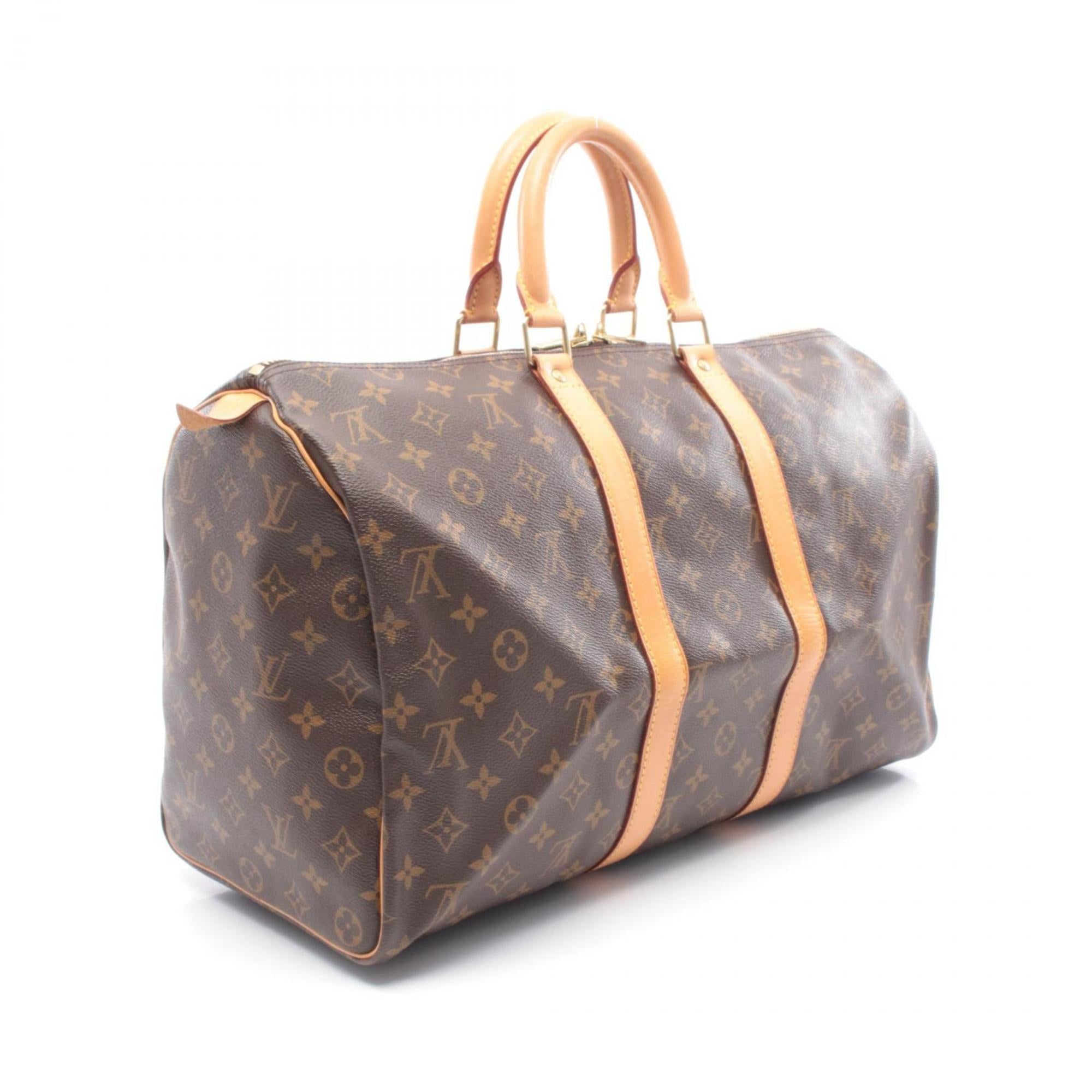 Louis Vuitton Brown Coated Canvas Leather Boston Bag Handbag (Pre-Owned)