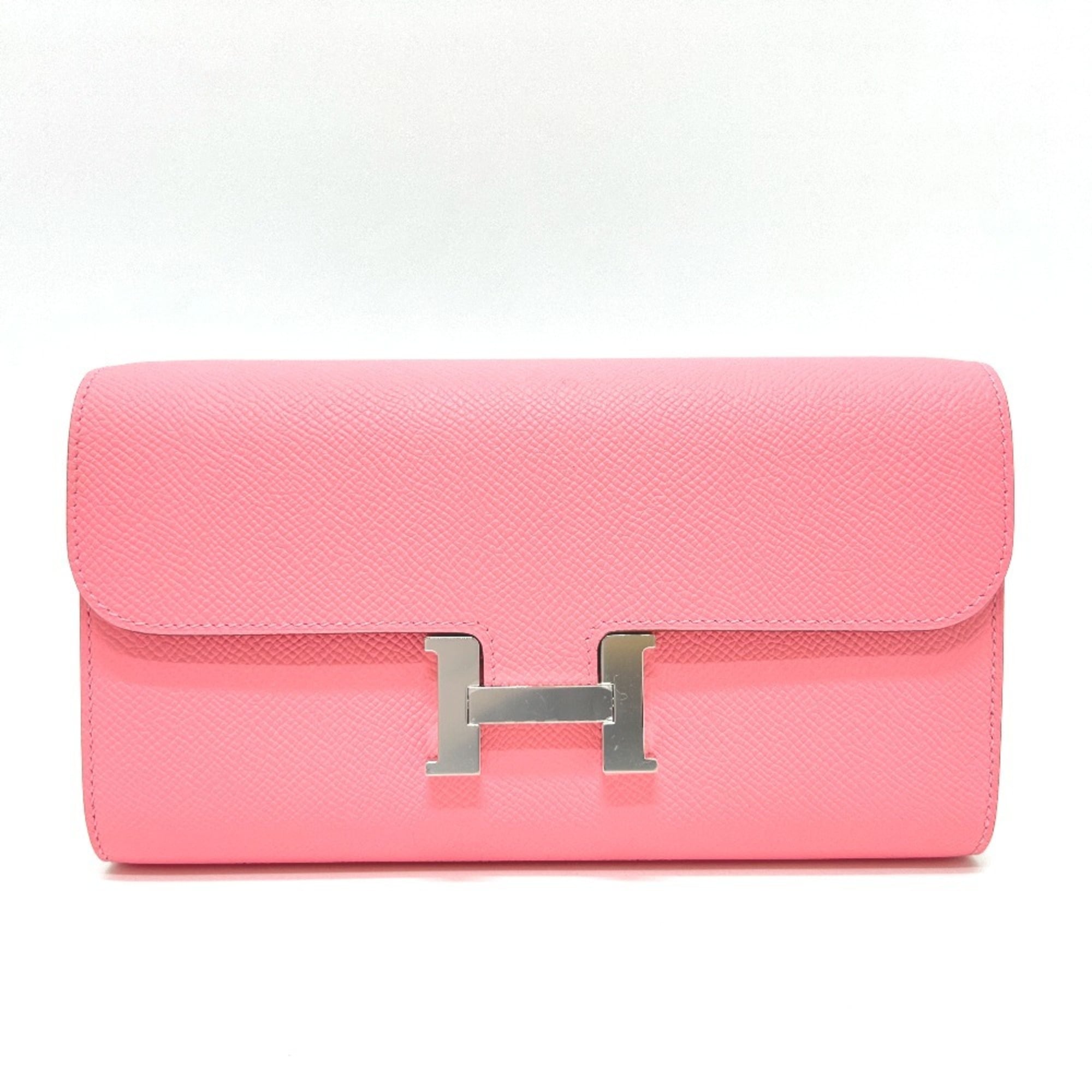 Hermes Pink Rose Confetti Epsom Leather Chain/Shoulder Wallet (Pre-Owned)