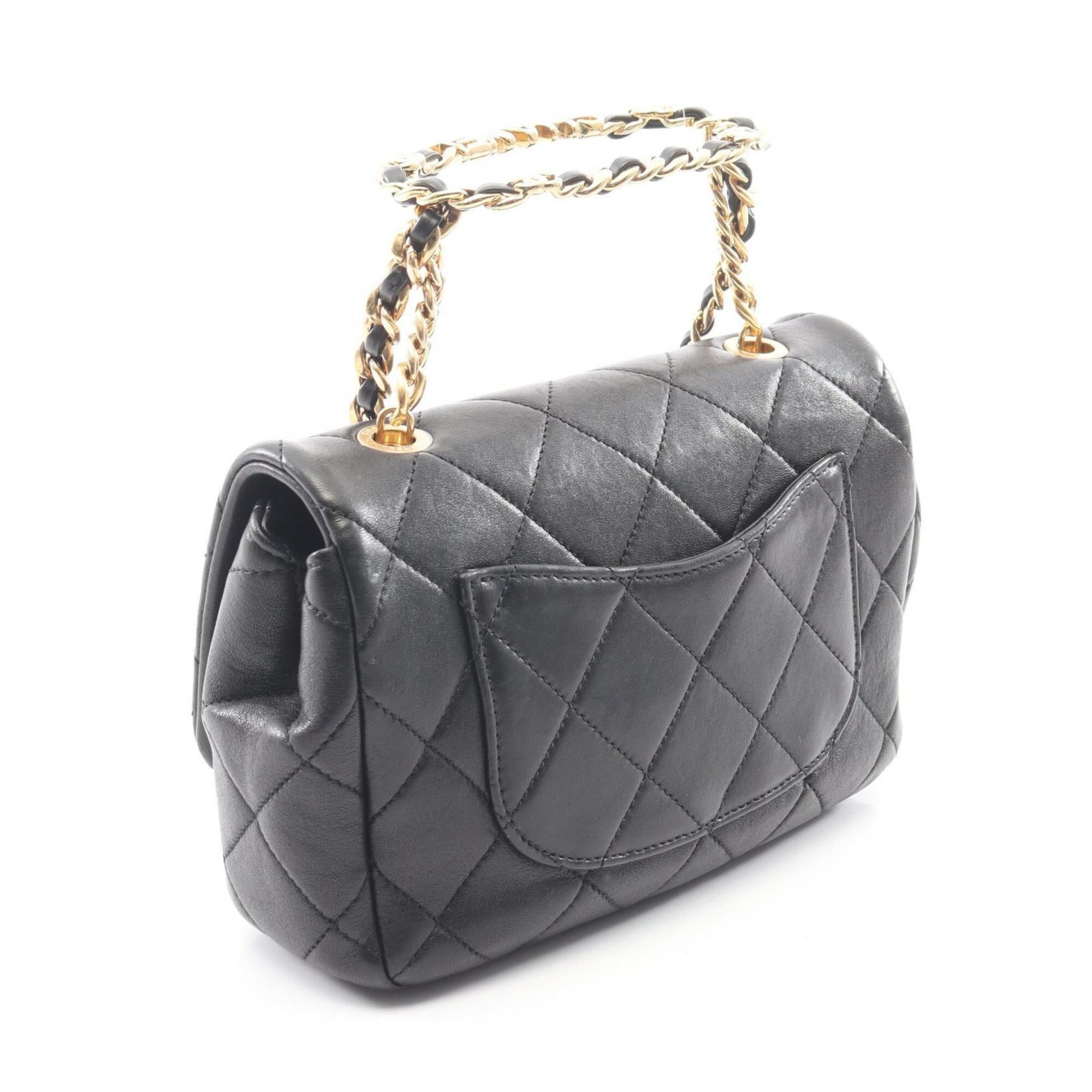 Chanel Black Leather Handbag Shoulder Bag (Pre-Owned)