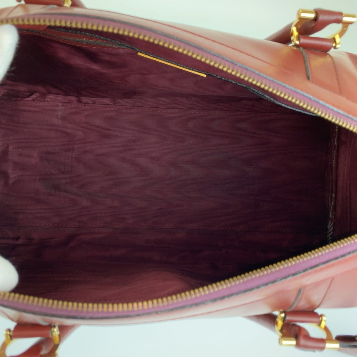 Cartier Wine Red Leather Boston Bag Handbag (Pre-Owned)