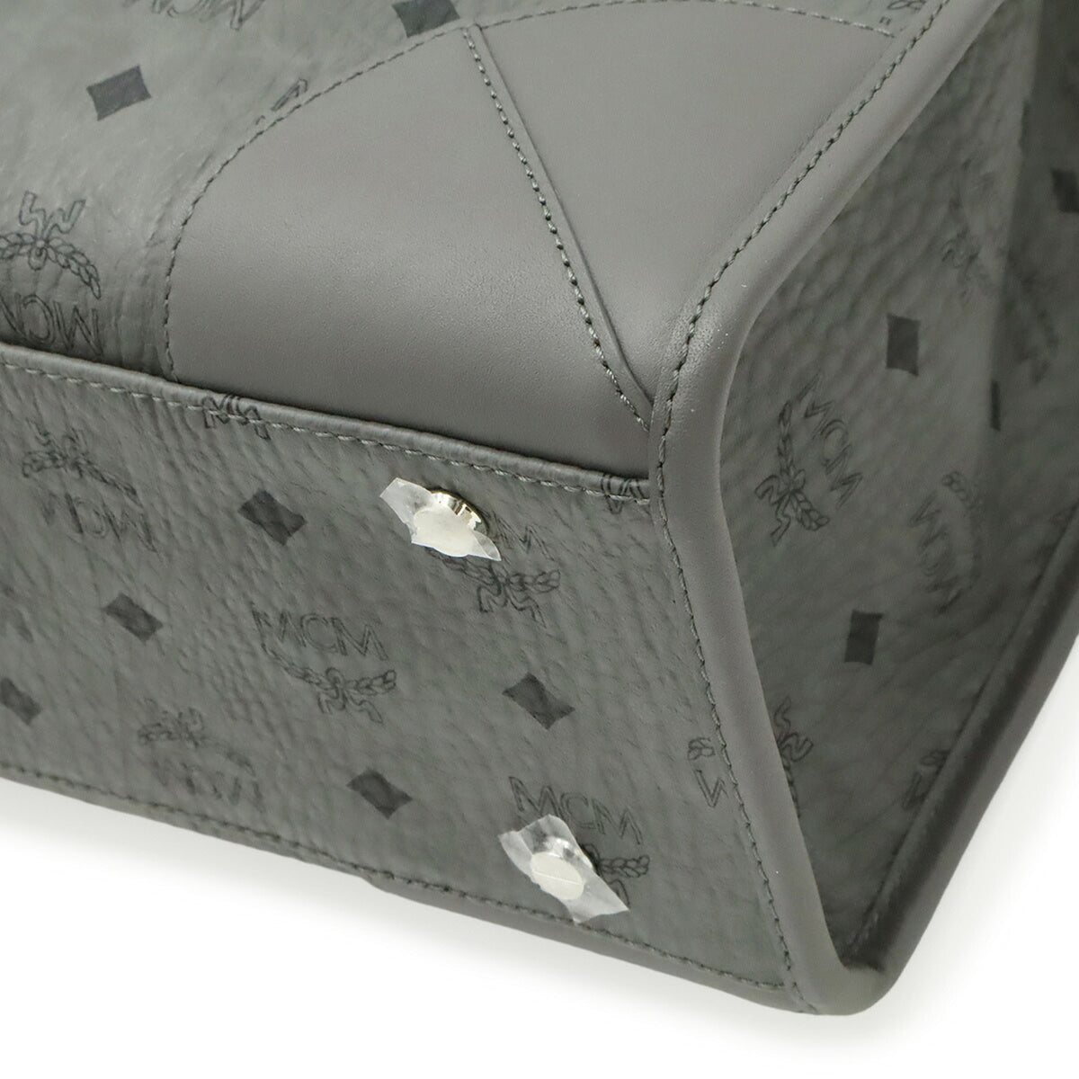 Mcm Black Gray Pvc Leather Handbag Shoulder Bag (Pre-Owned)