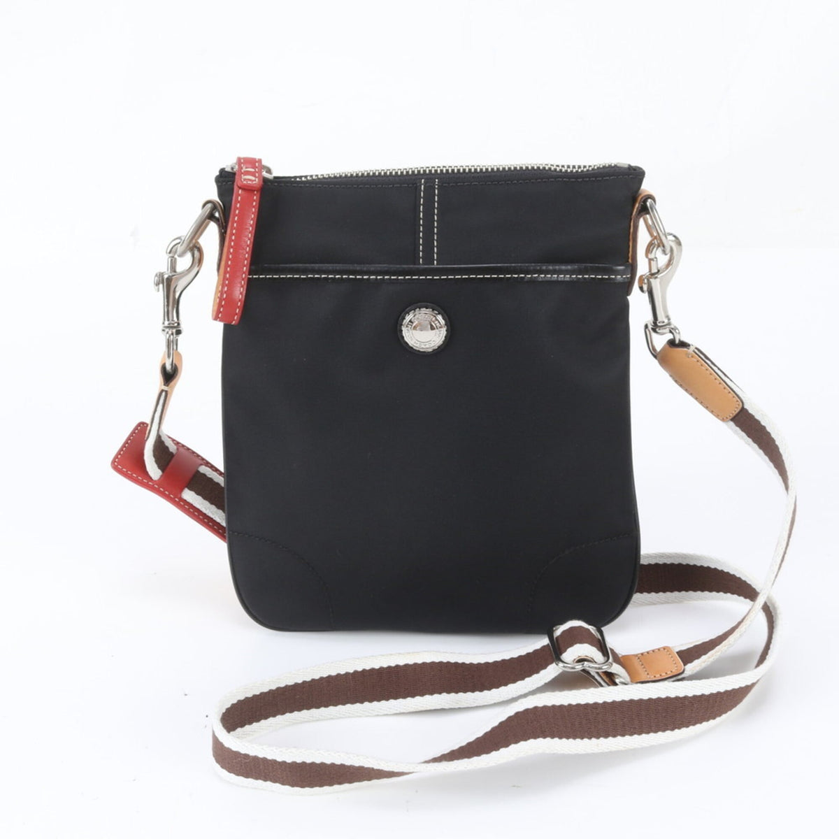 Coach Black Leather Nylon Messenger Bag Shoulder Bag (Pre-Owned)