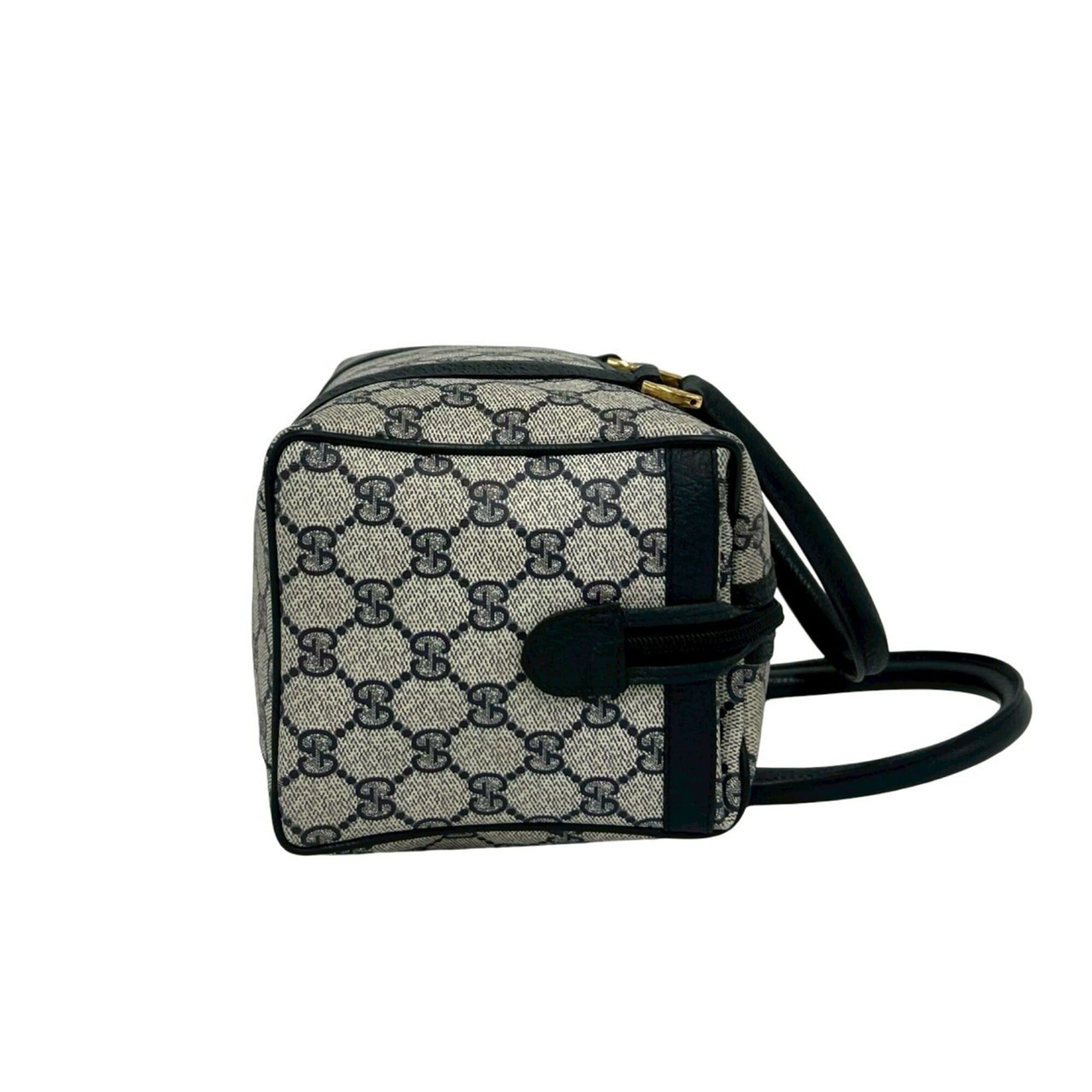 Gucci Navy Pvc Leather Boston Bag Handbag (Pre-Owned)