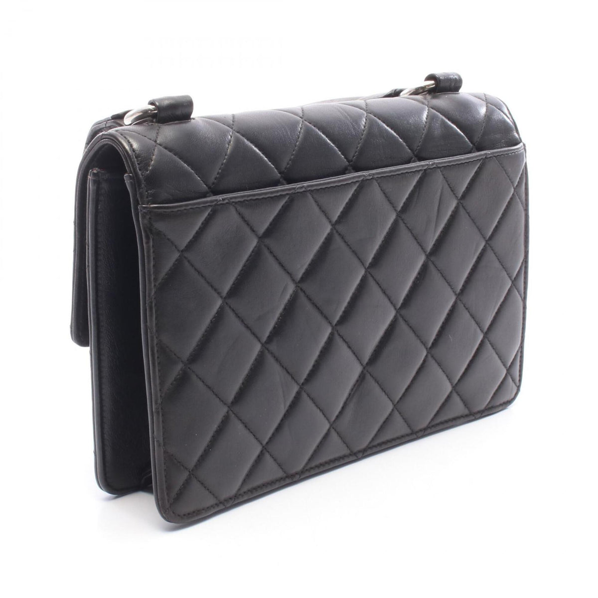 Chanel Black Leather Handbag Shoulder Bag (Pre-Owned)
