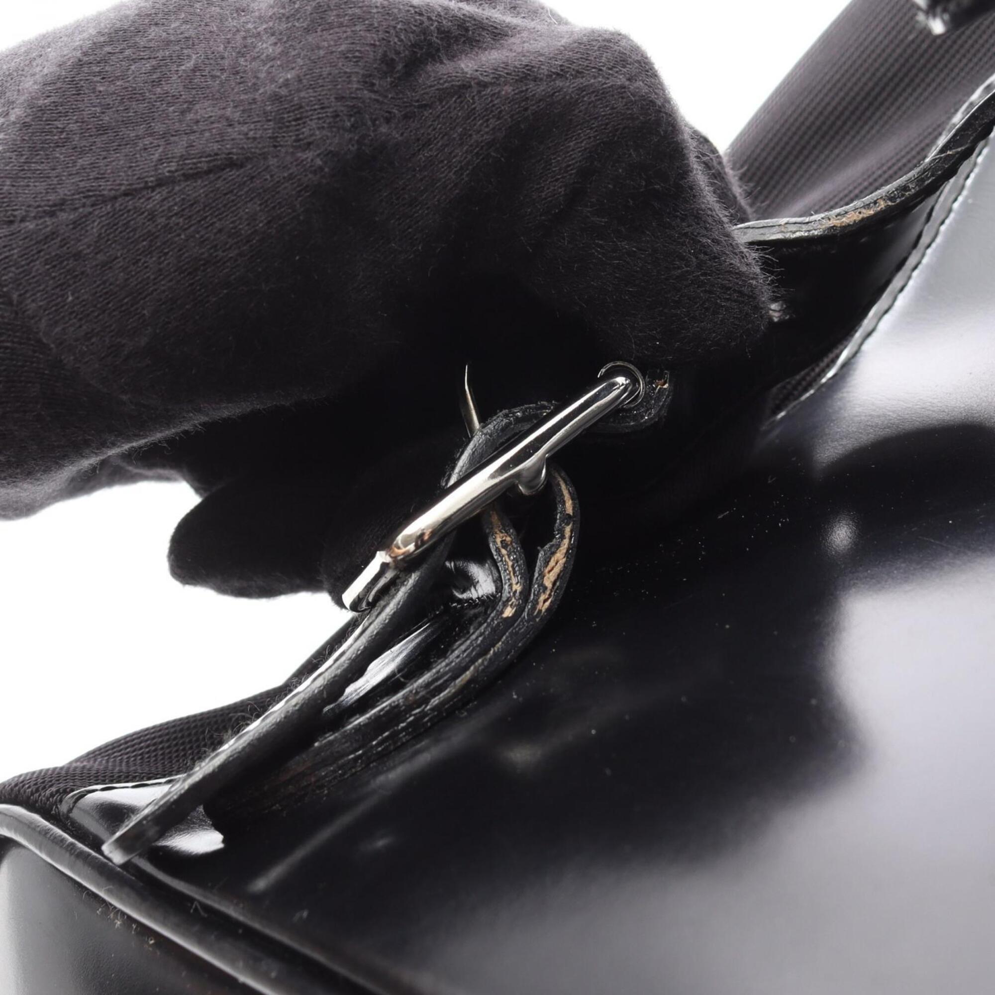 Gucci Black Nylon Leather Backpack Handbag (Pre-Owned)