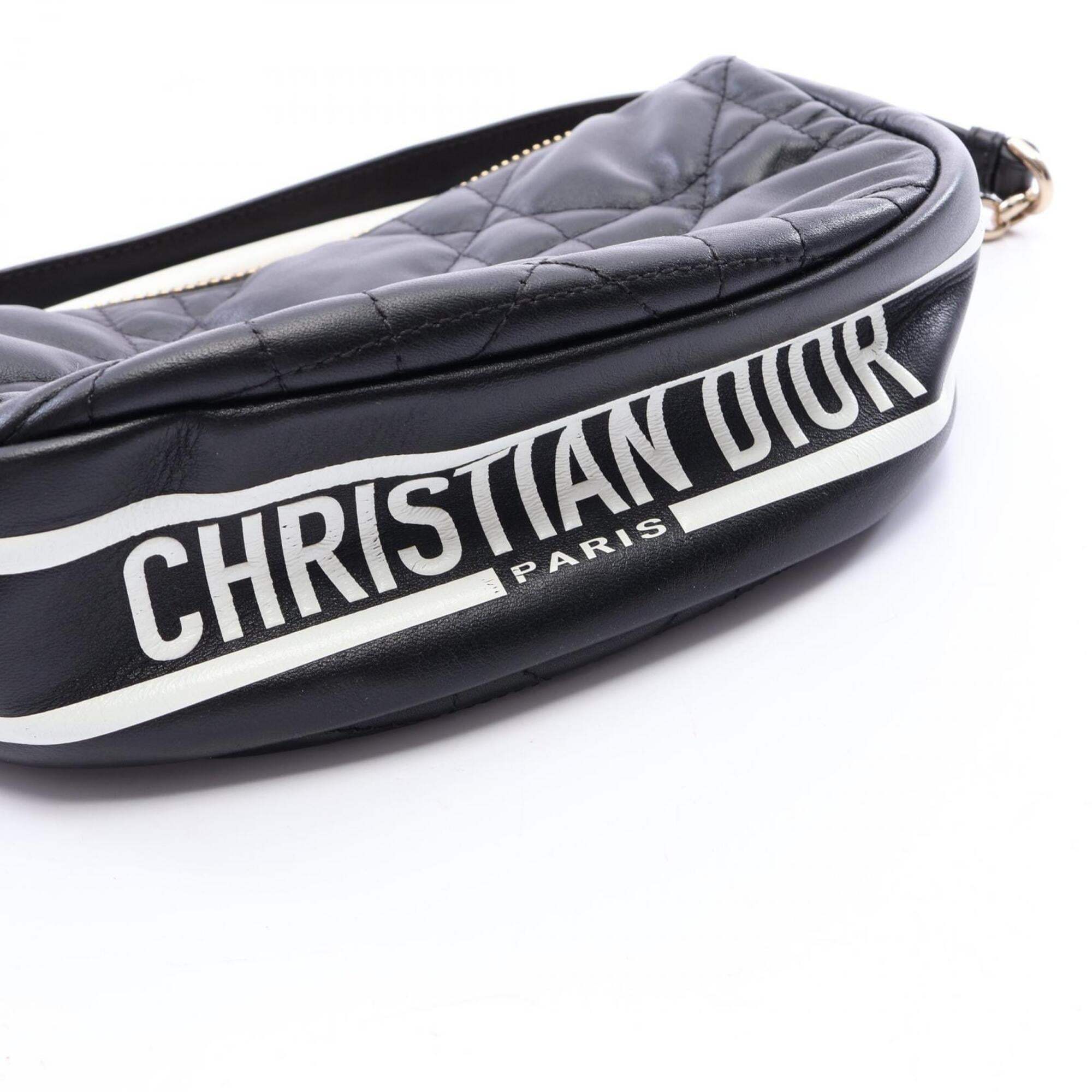 Christian Dior Black White Leather Handbag Shoulder Bag (Pre-Owned)