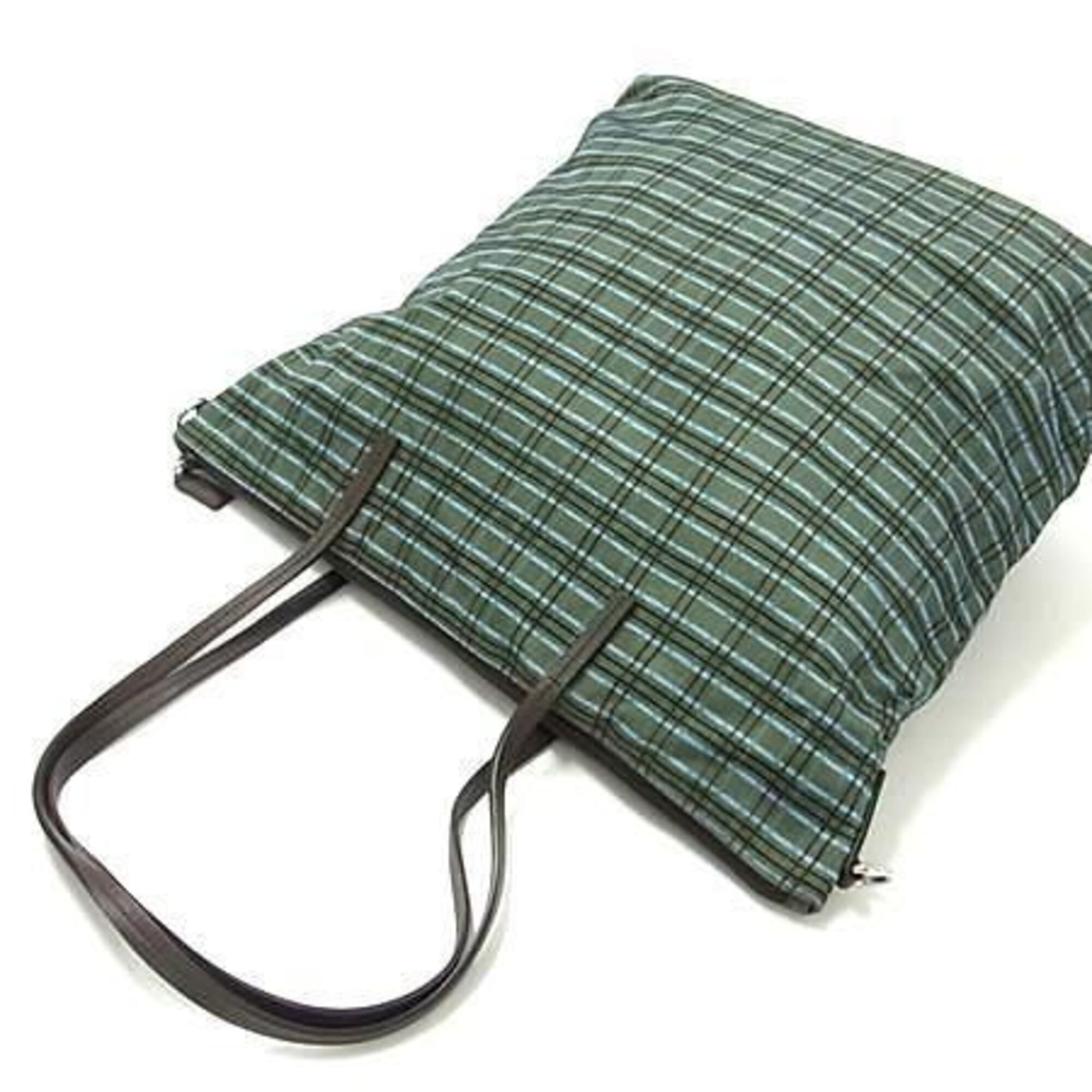 Prada Brown Green Nylon Shoulder Bag (Pre-Owned)