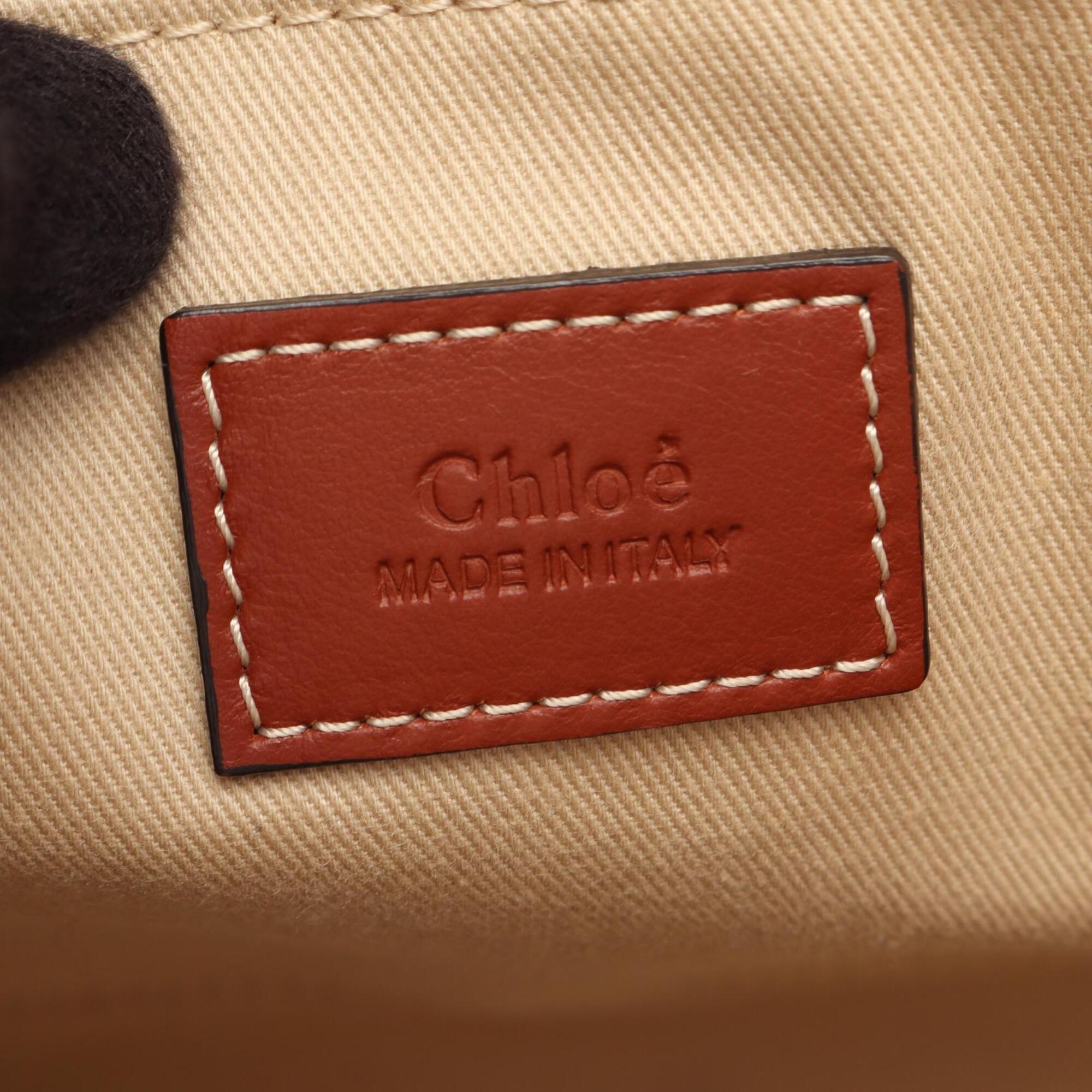 Chloé Beige Brown Canvas Leather Handbag Tote Bag (Pre-Owned)