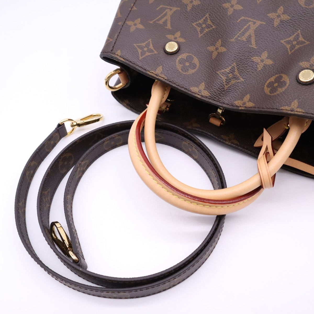 Louis Vuitton Monogram Beige Brown Coated Canvas Leather Handbag Shoulder Bag (Pre-Owned)