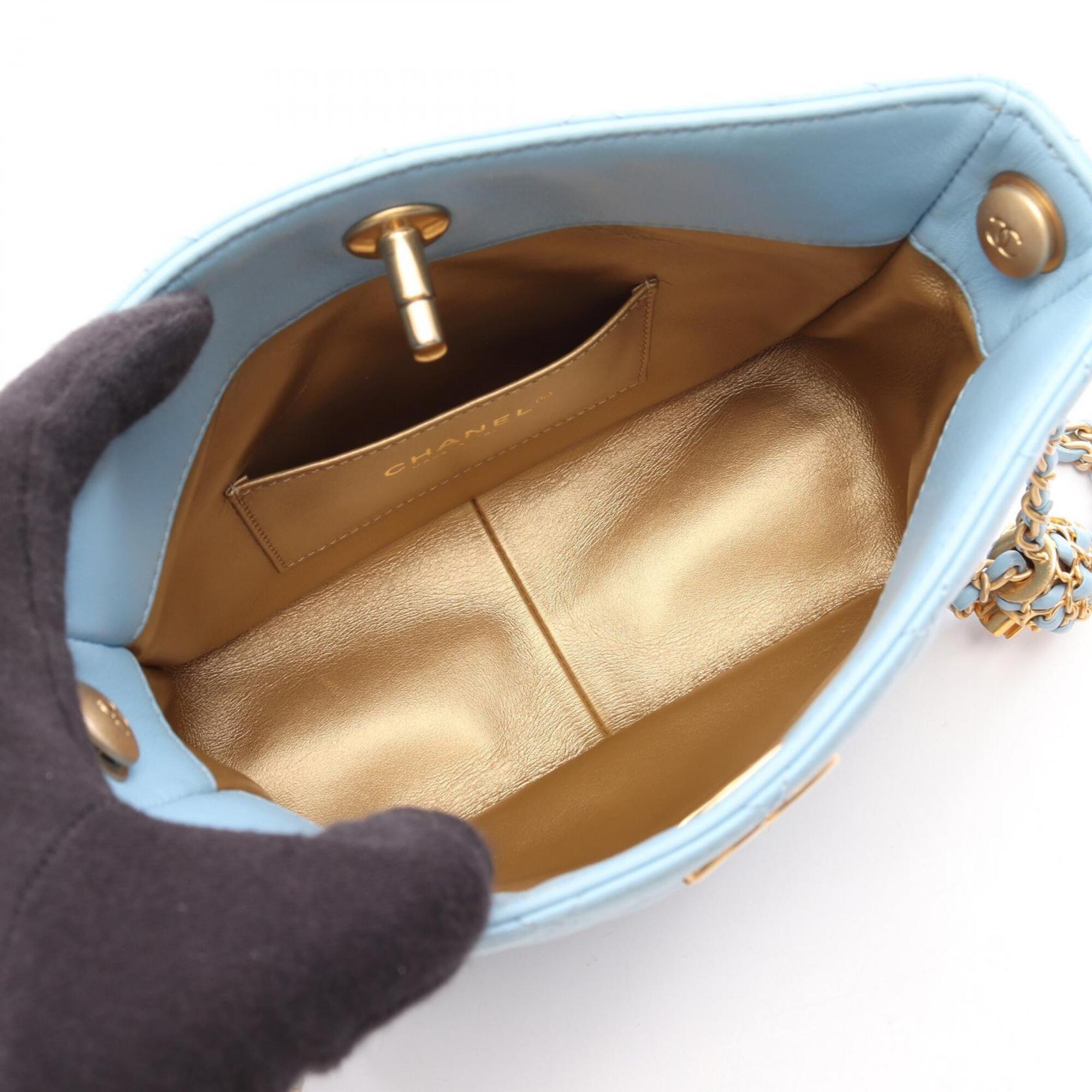 Chanel Blue Leather Handbag Shoulder Bag (Pre-Owned)