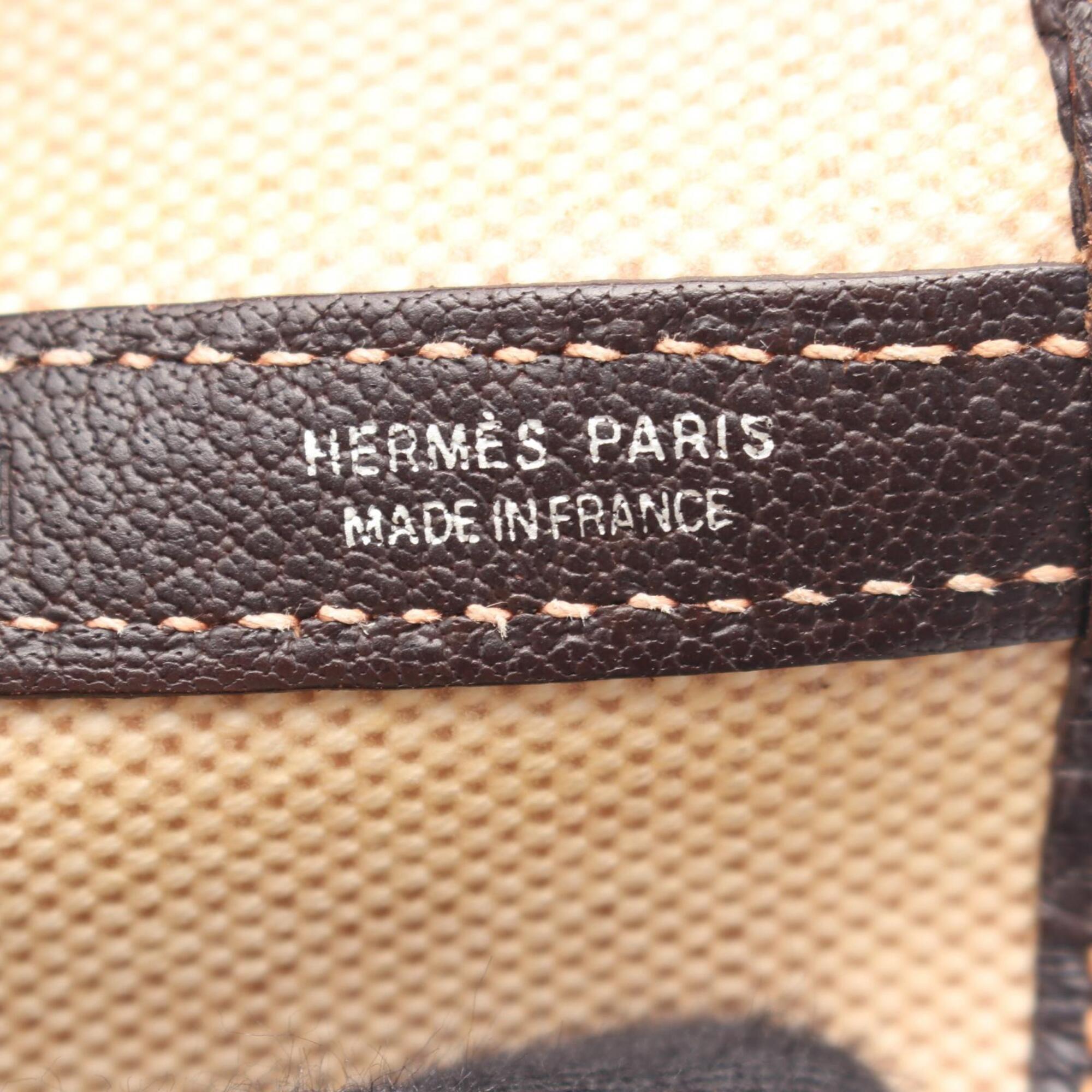 Hermes Brown Ivory Toile H Buffalo Leather Handbag Tote Bag (Pre-Owned)