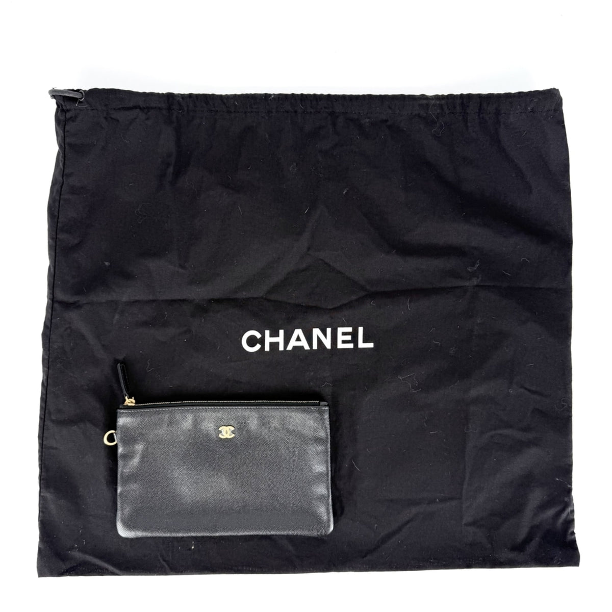 Chanel Black White Leather Pouch Shoulder Bag (Pre-Owned)