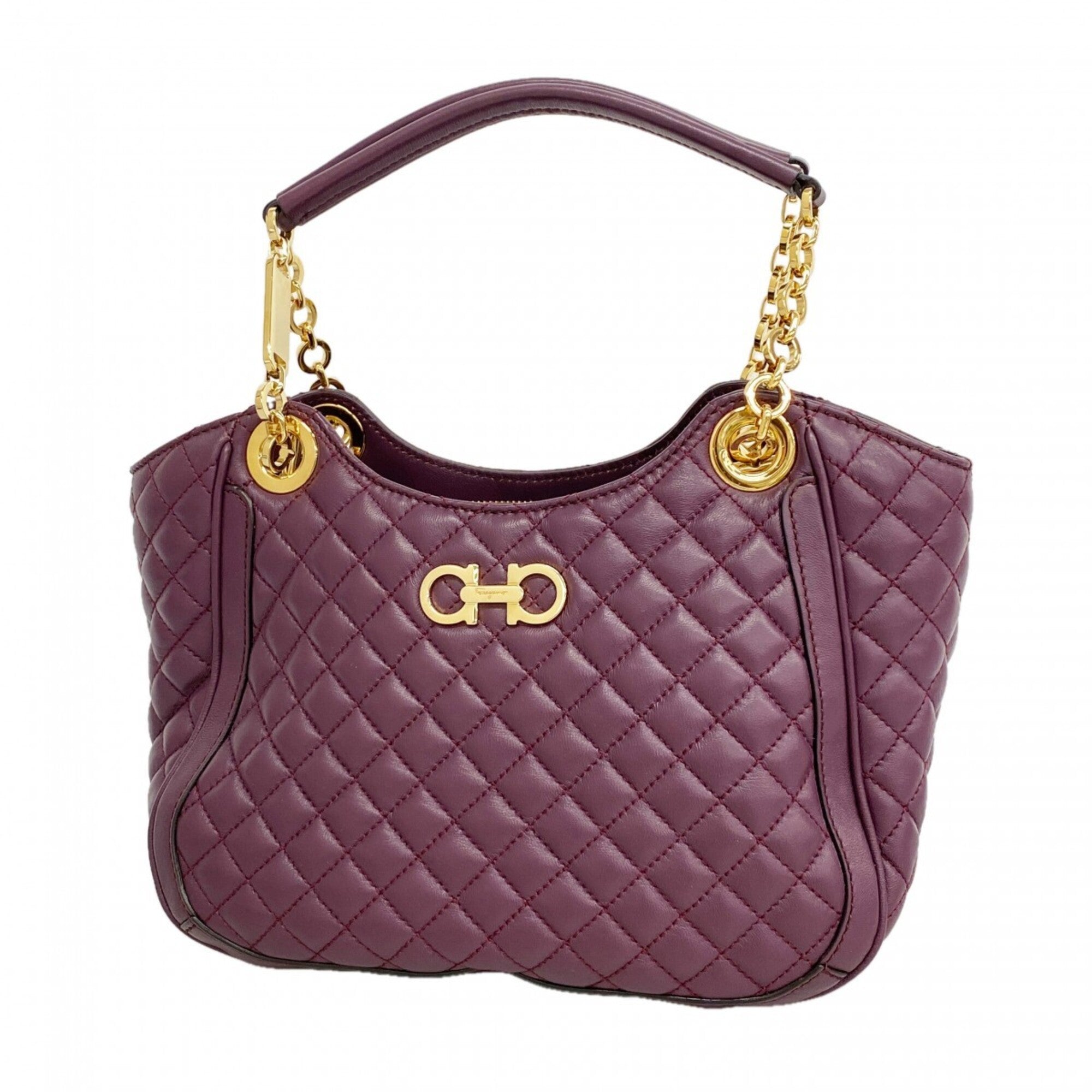 Salvatore Ferragamo Purple Leather Handbag (Pre-Owned)