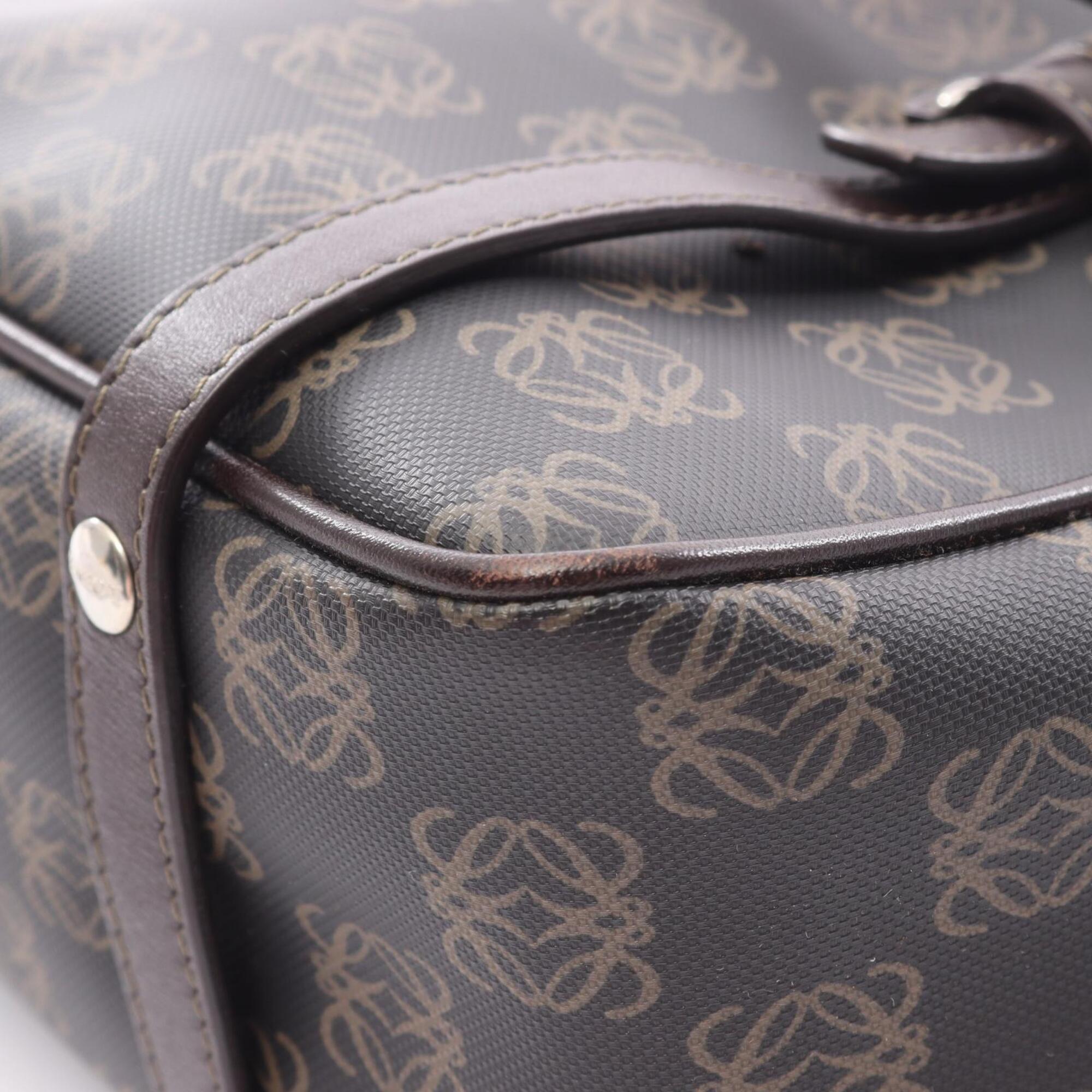 Loewe Black Brown Coated Canvas Leather Handbag Pouch (Pre-Owned)
