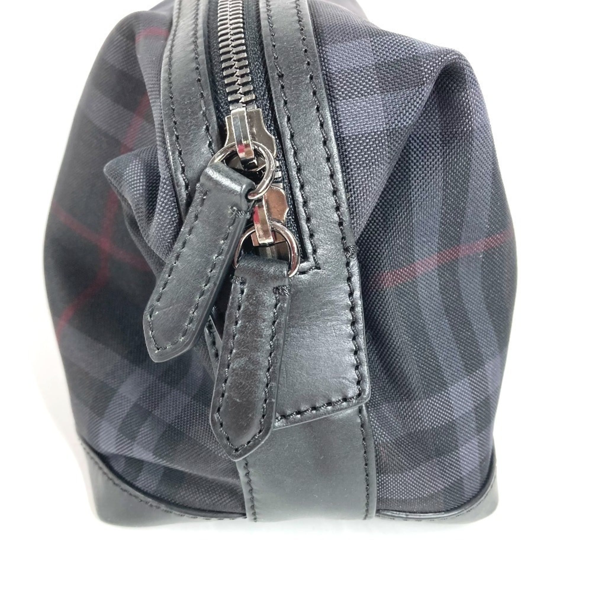 Burberry Black Nylon Canvas Leather Clutch Bag Handbag Pouch (Pre-Owned)